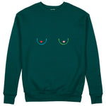 Boobs & Hearts Sweatshirt Koyu Yeşil Ön