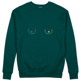 Boobs & Hearts Sweatshirt Koyu Yeşil Ön