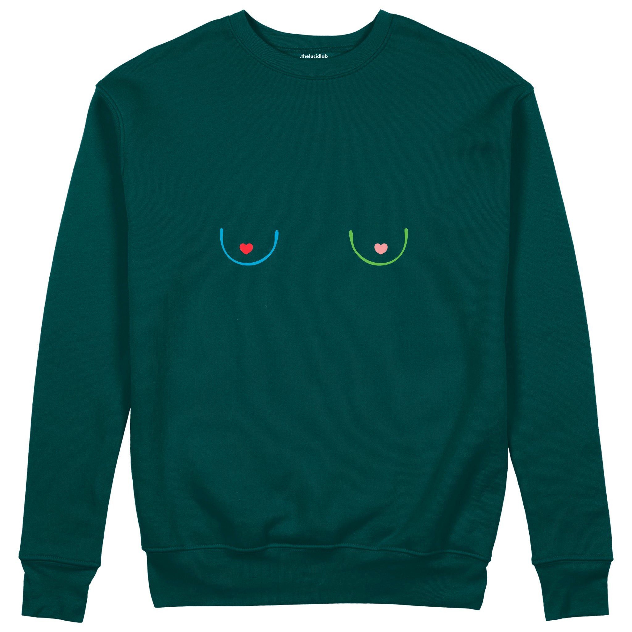 Boobs & Hearts Sweatshirt Koyu Yeşil Ön