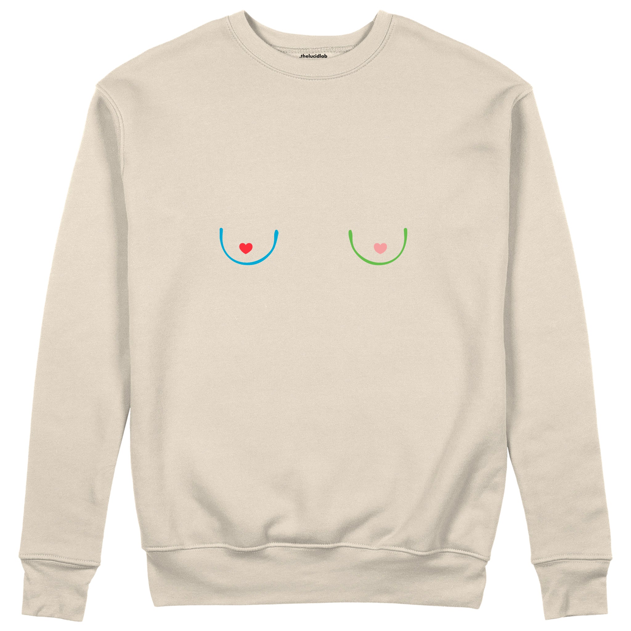 Boobs & Hearts Sweatshirt Bej Ön