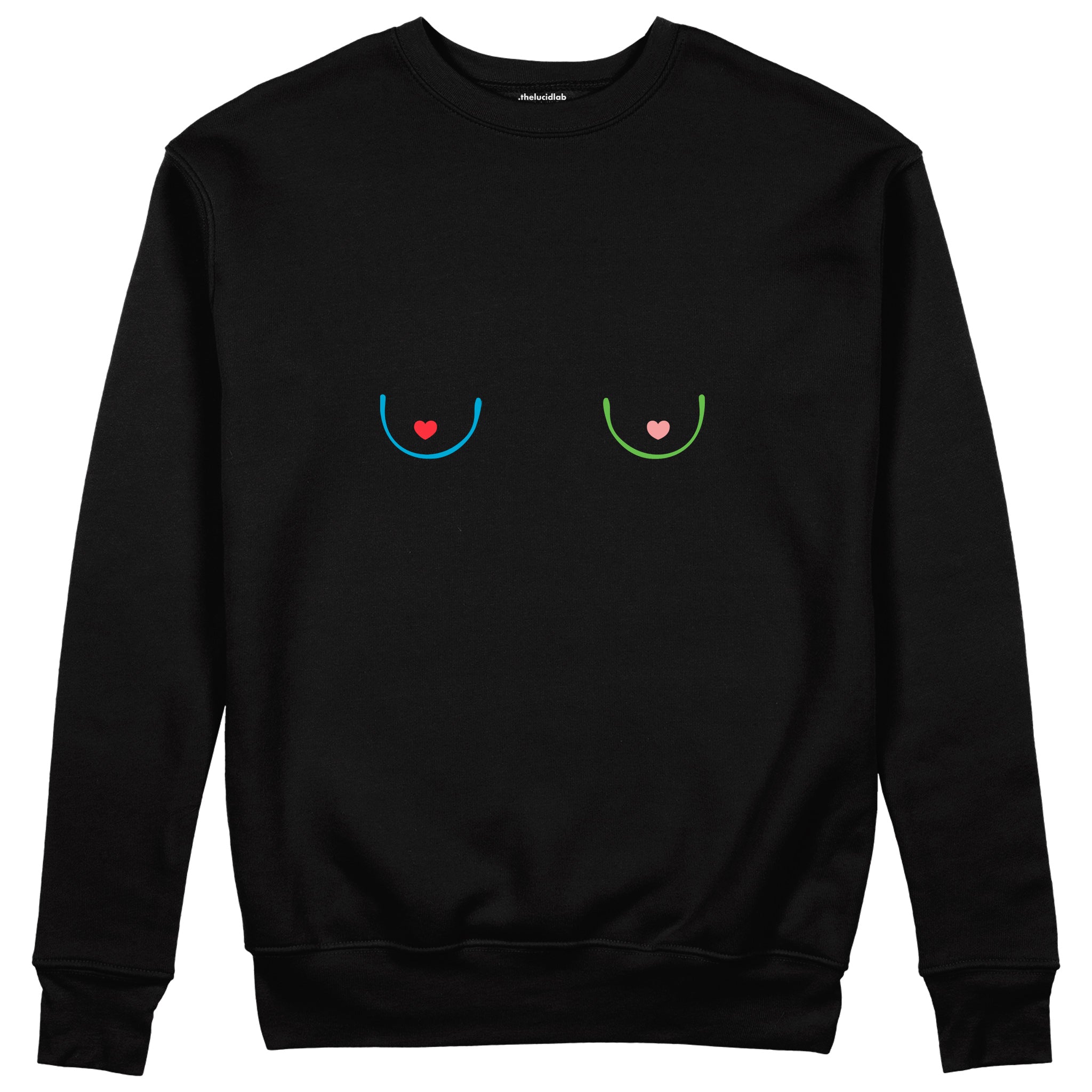 Boobs & Hearts Sweatshirt Siyah Ön