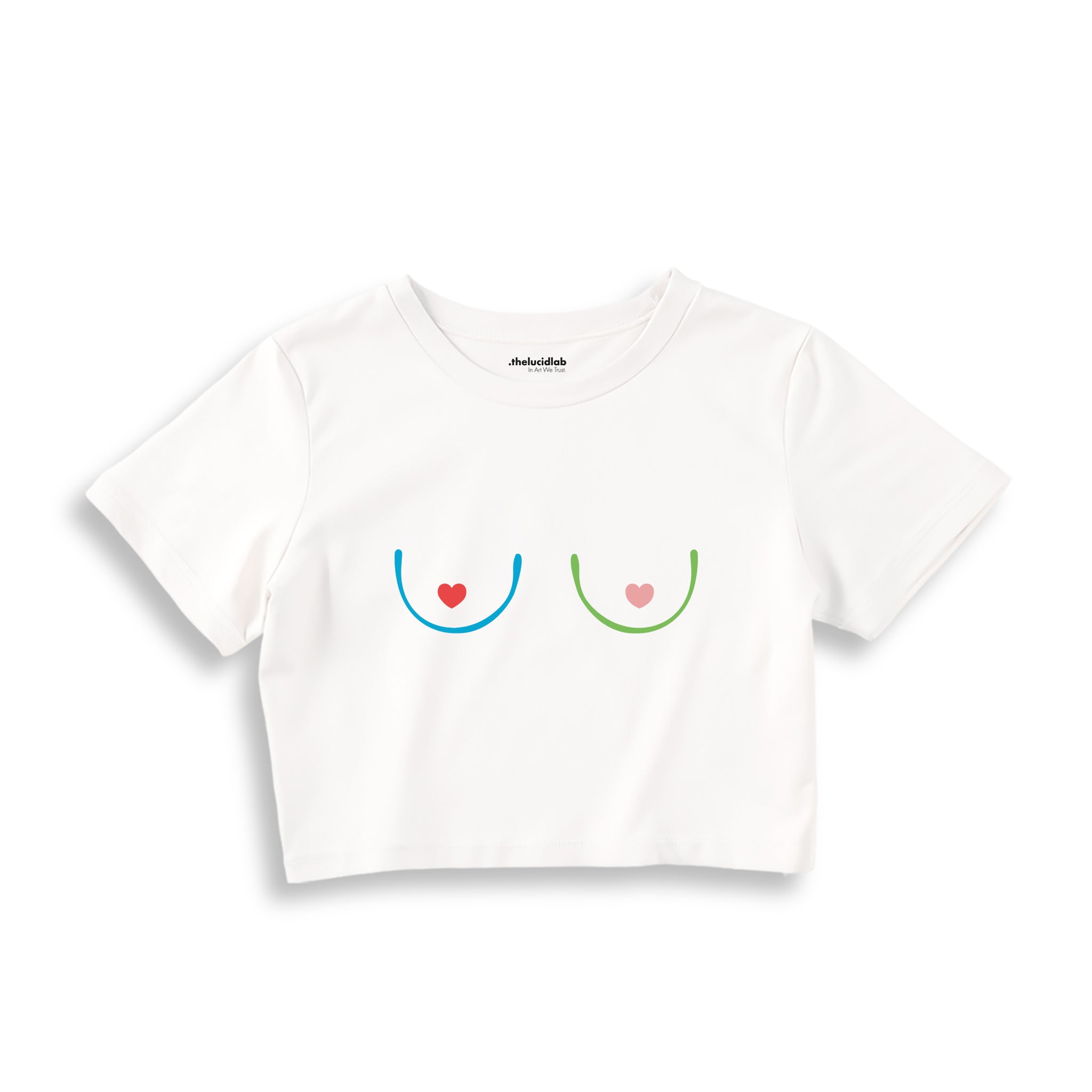 Boobs & Hearts Crop Tişört — Beyaz