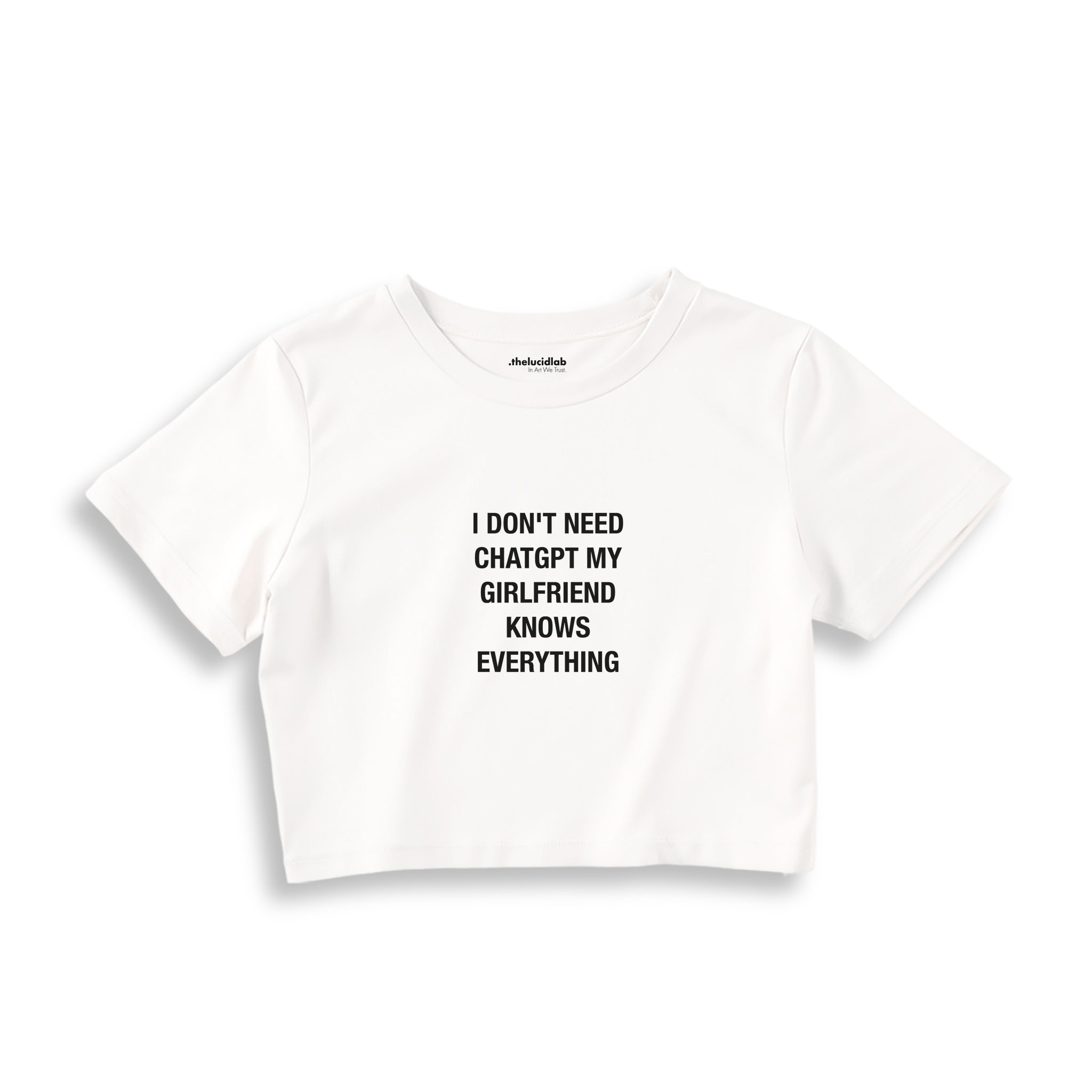 Girlfriend Knows Everything Crop Tişört — Beyaz