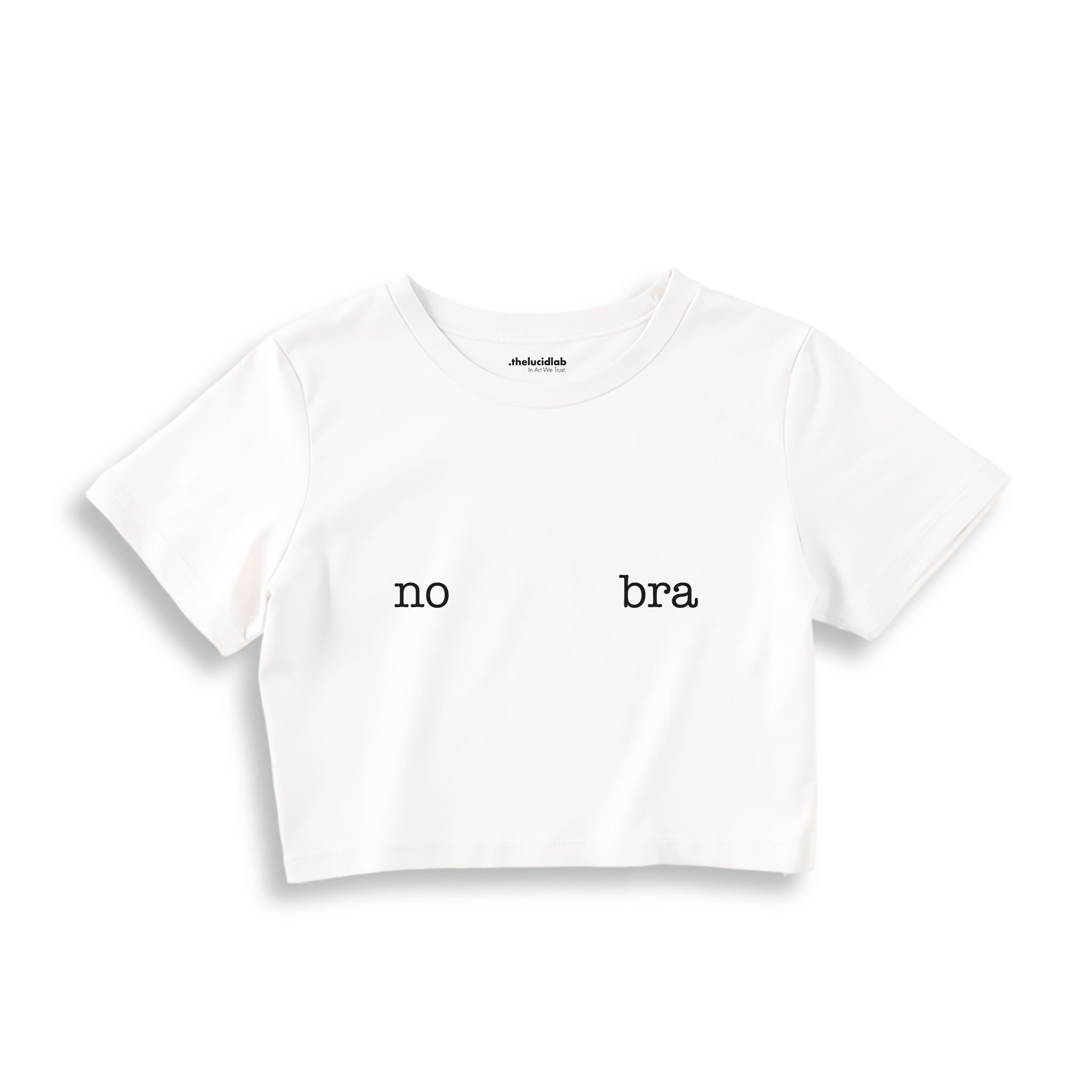 No Bra Crop Tişört — Beyaz