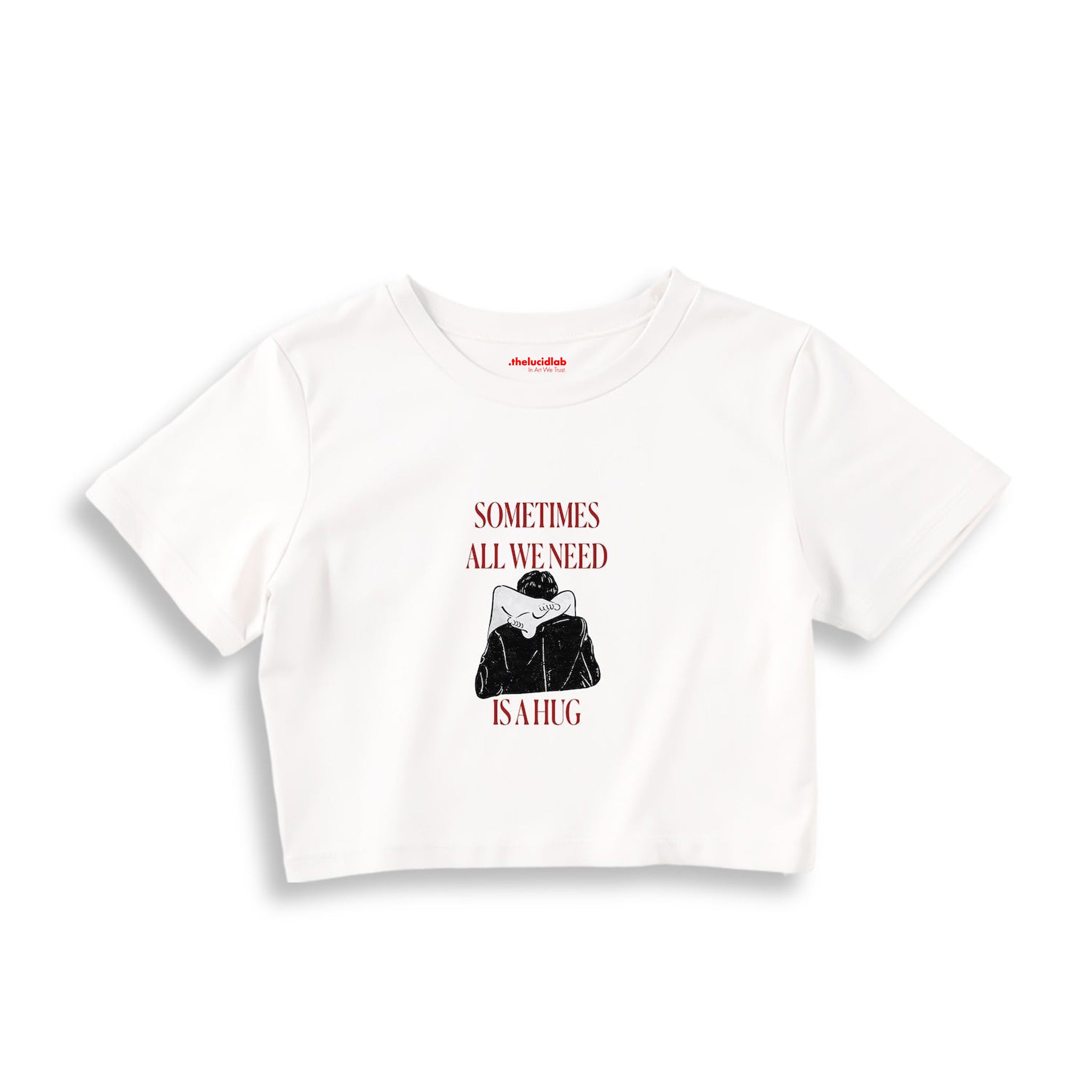 We Need A Hug Crop Tişört — Beyaz