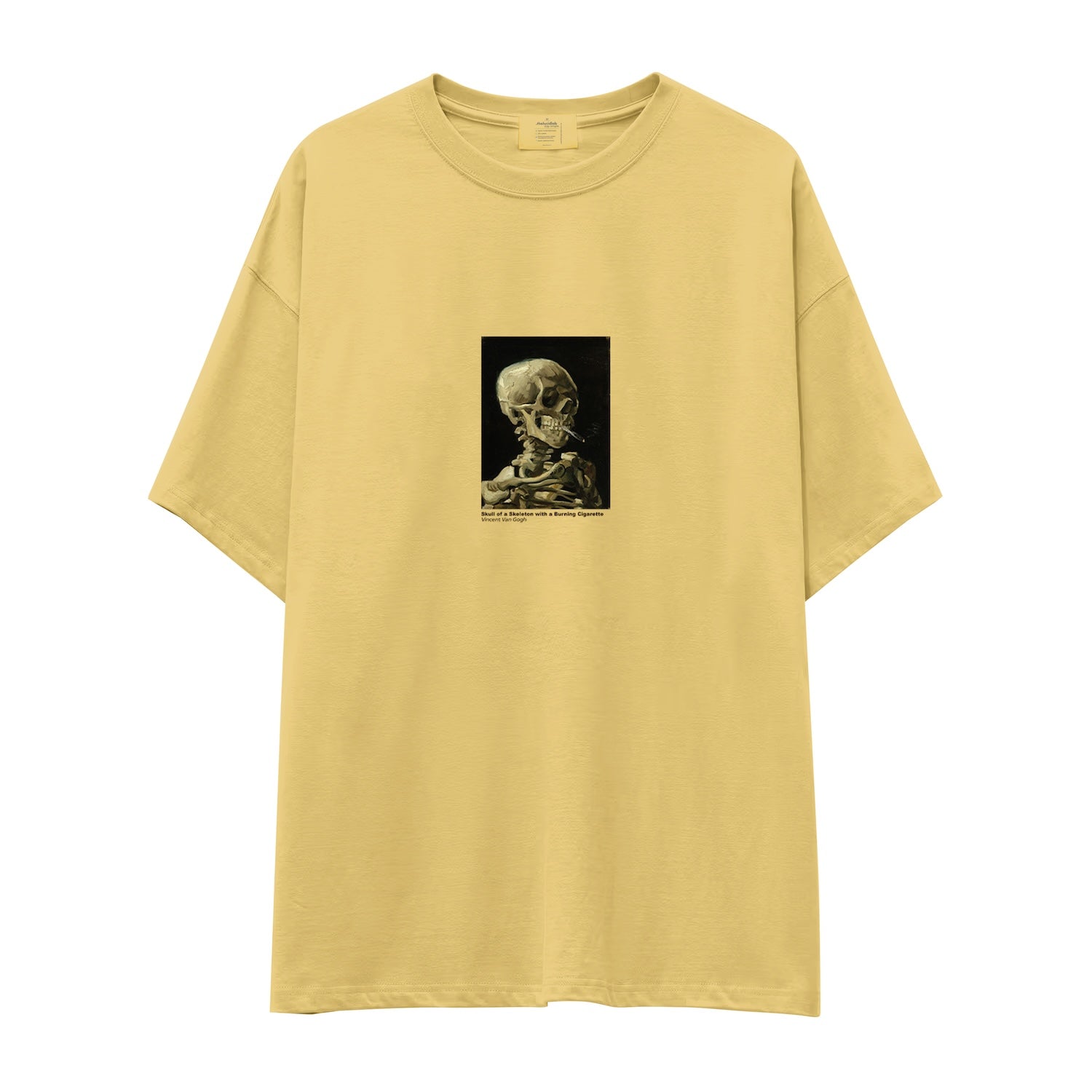 Skull of a Skeleton with Burning Cigarette Oversize Tişört