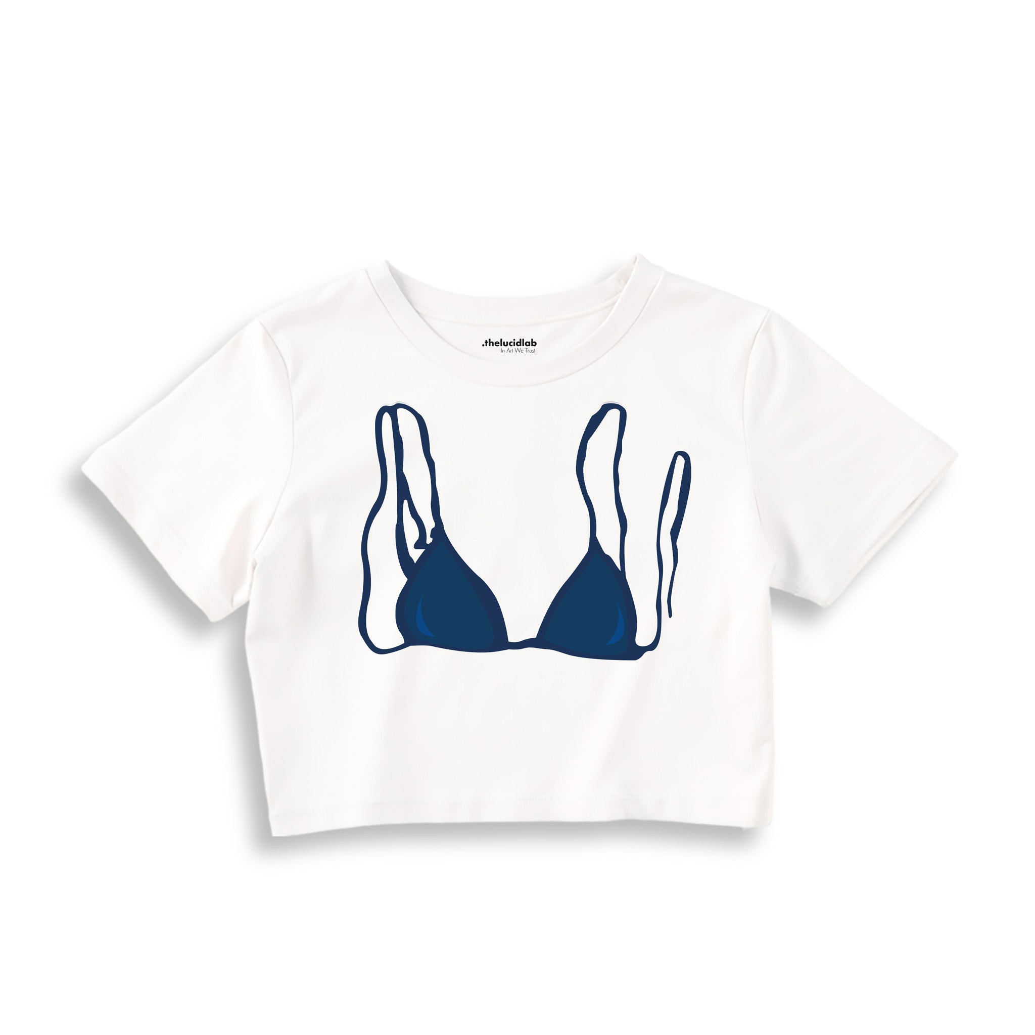 Navy Blue Bikini Crop Tişört — Beyaz