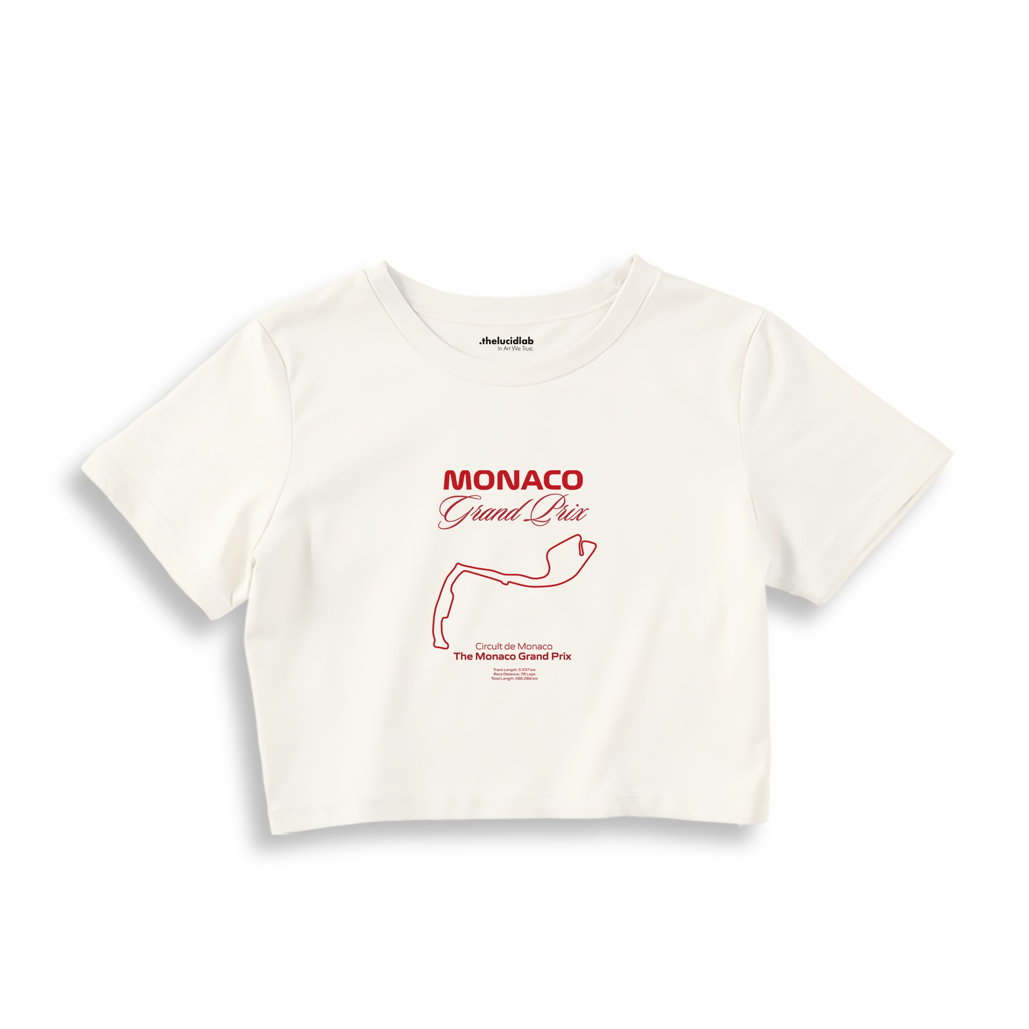 Monaco Grand Prix Crop Tişört — Ekru