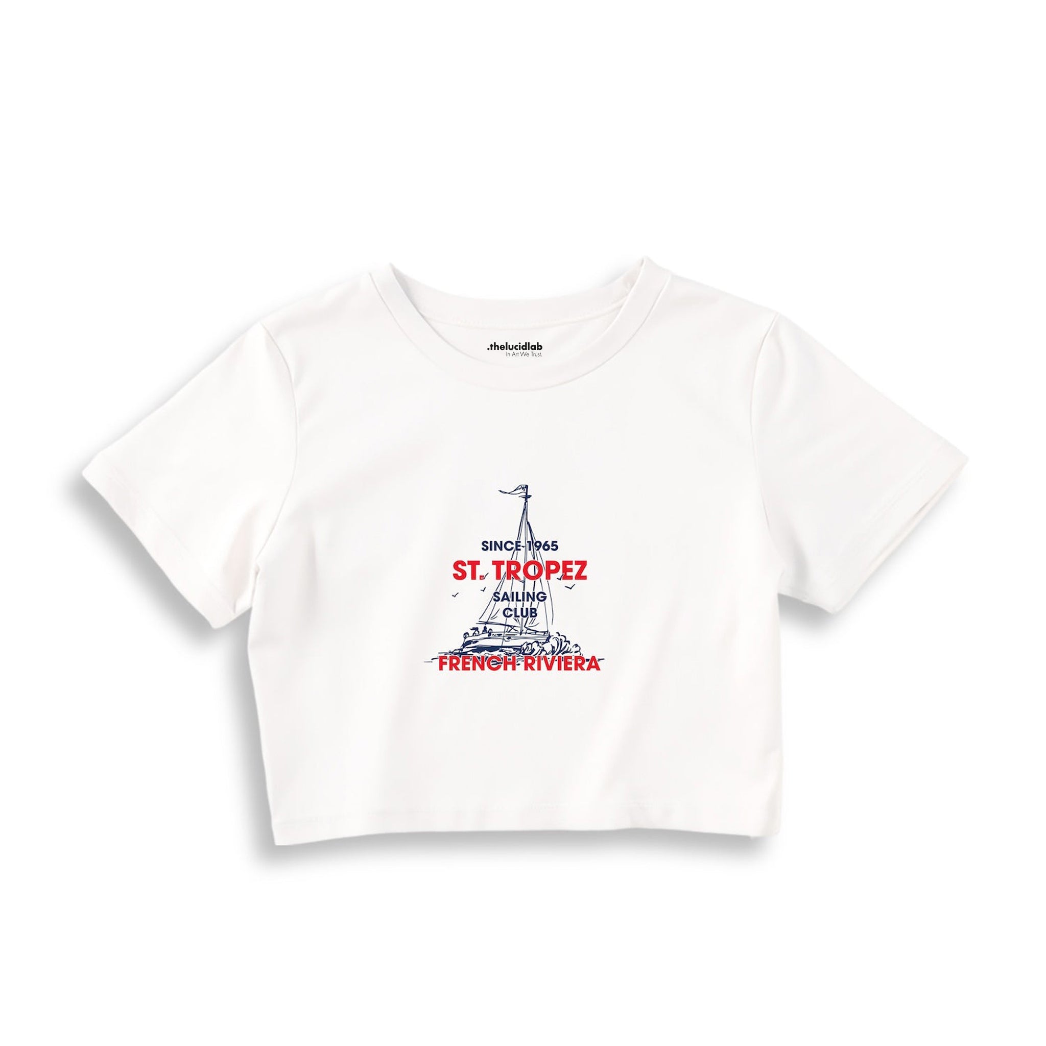 Saint Tropez Sailing Club Crop Tişört — Beyaz