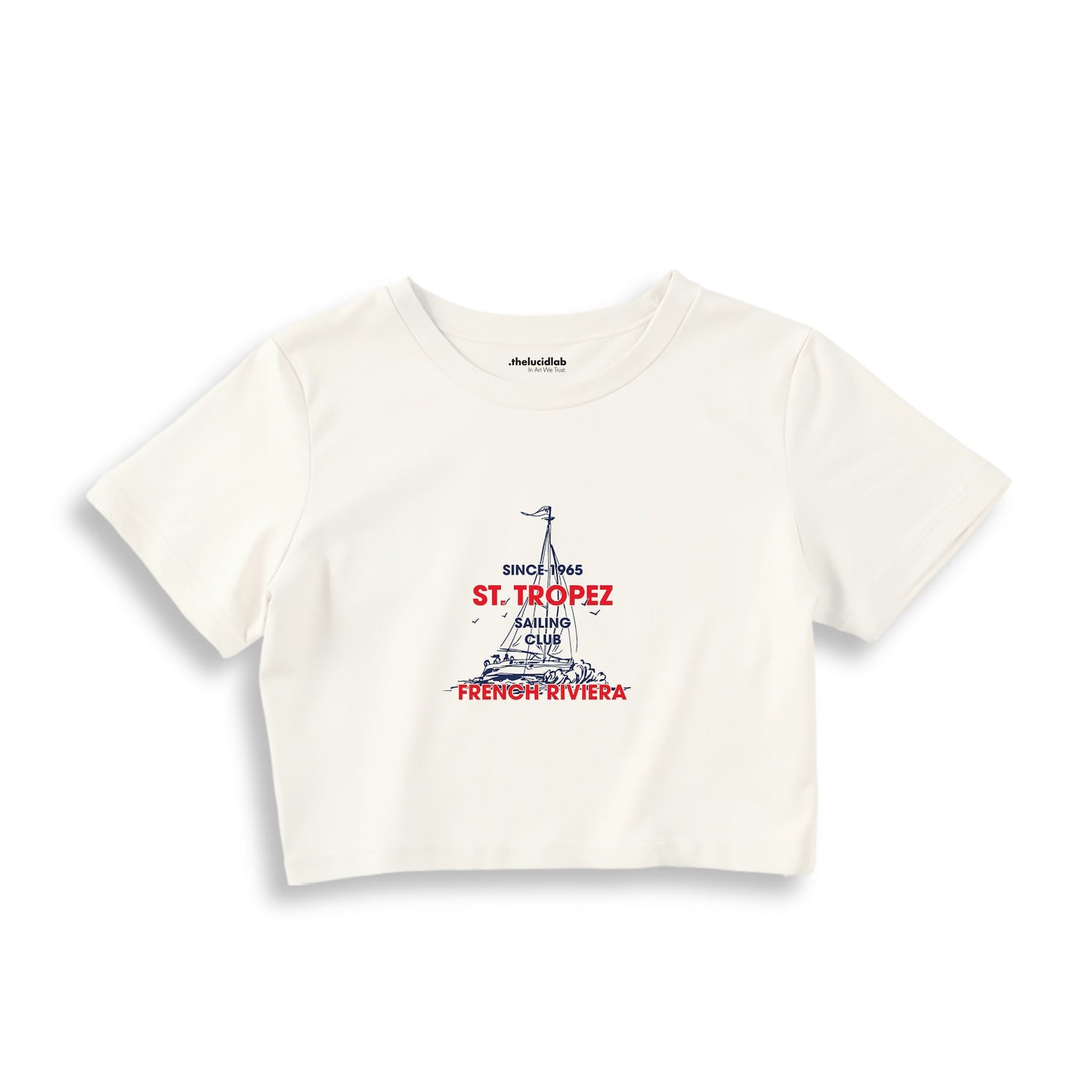 Saint Tropez Sailing Club Crop Tişört — Ekru
