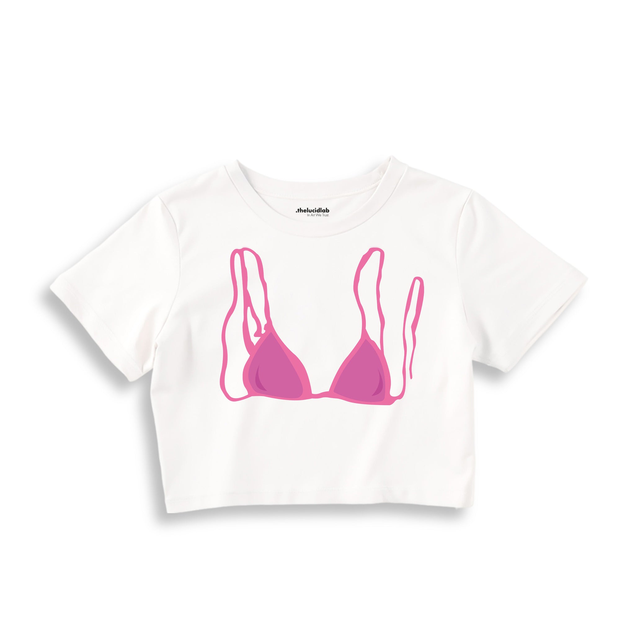 Pink Bikini Crop Tişört — Beyaz