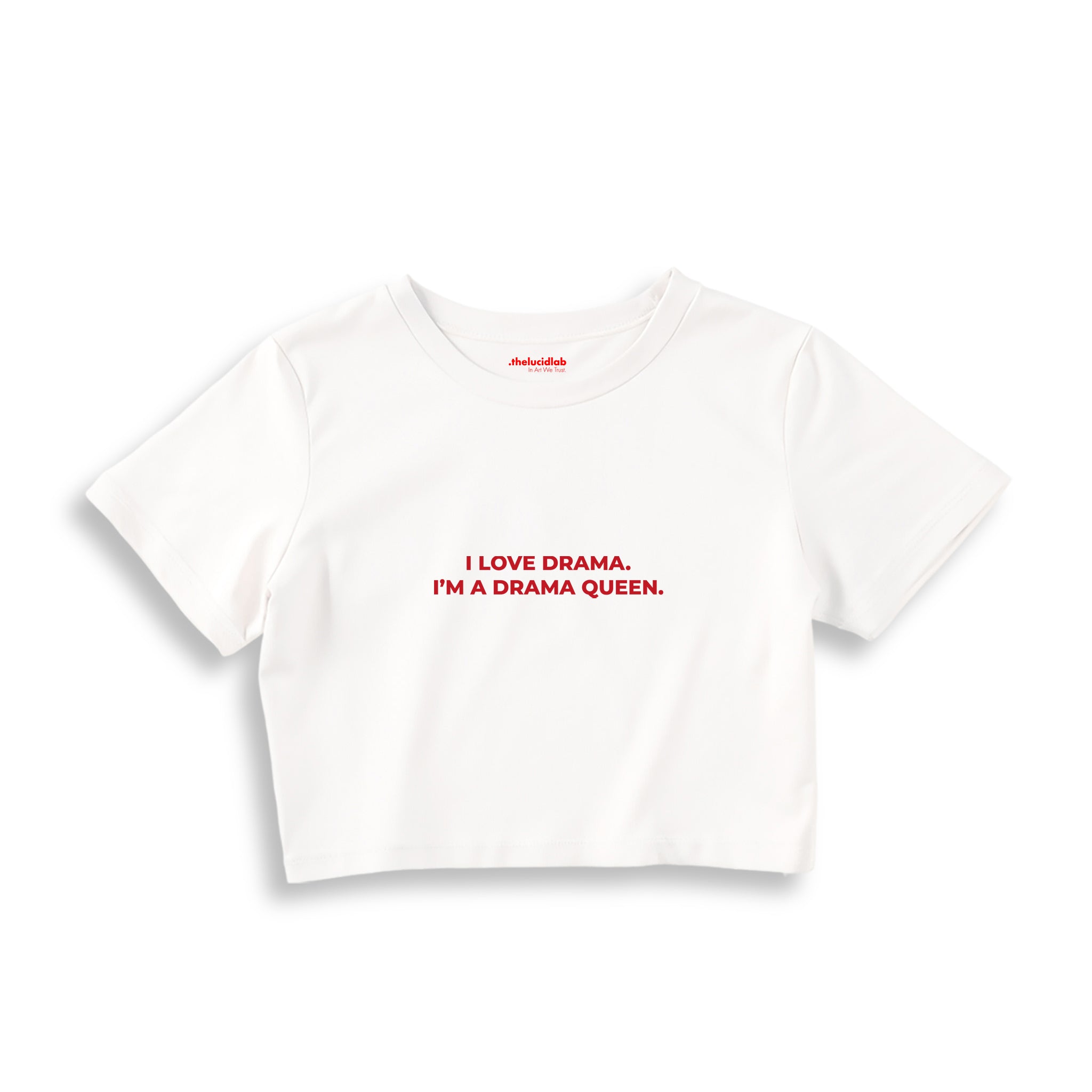 Drama Queen Crop Tişört — Beyaz