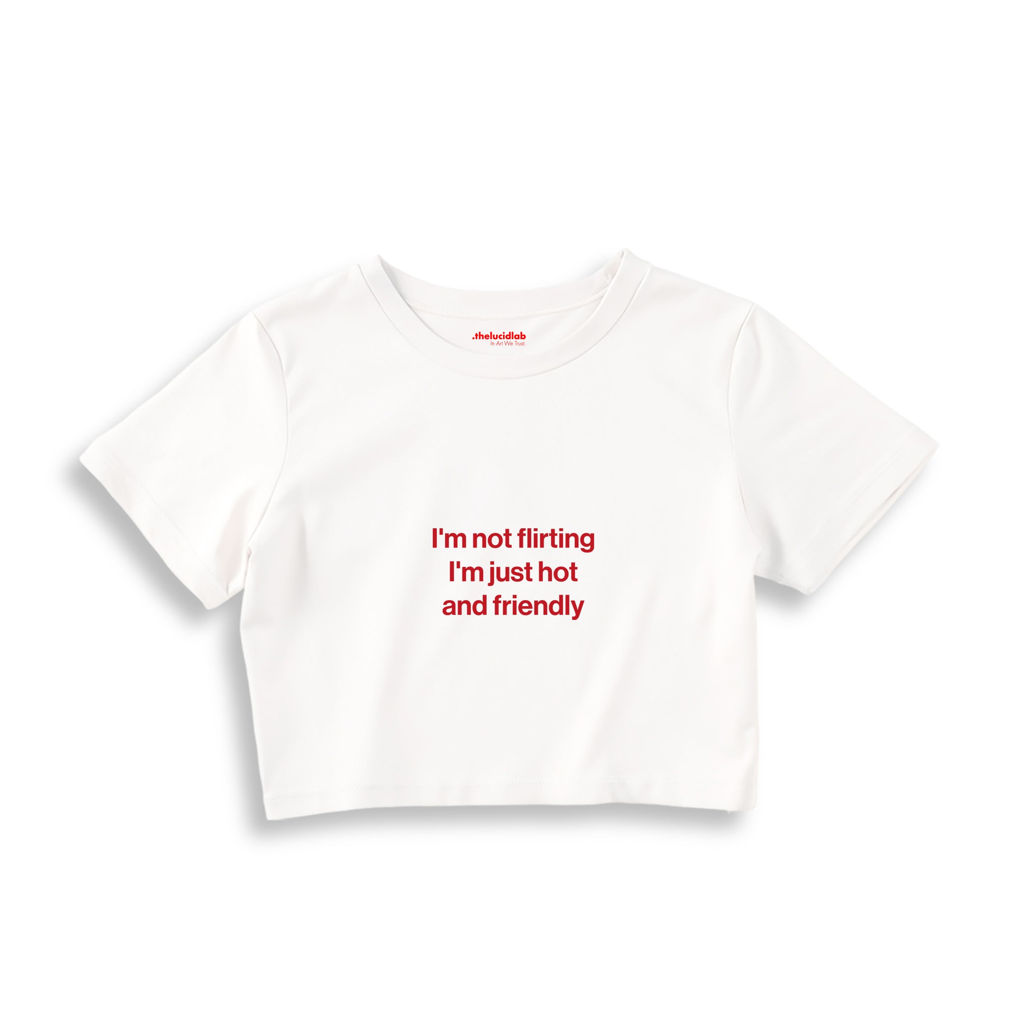 I'm Not Flirting Crop Tişört — Beyaz