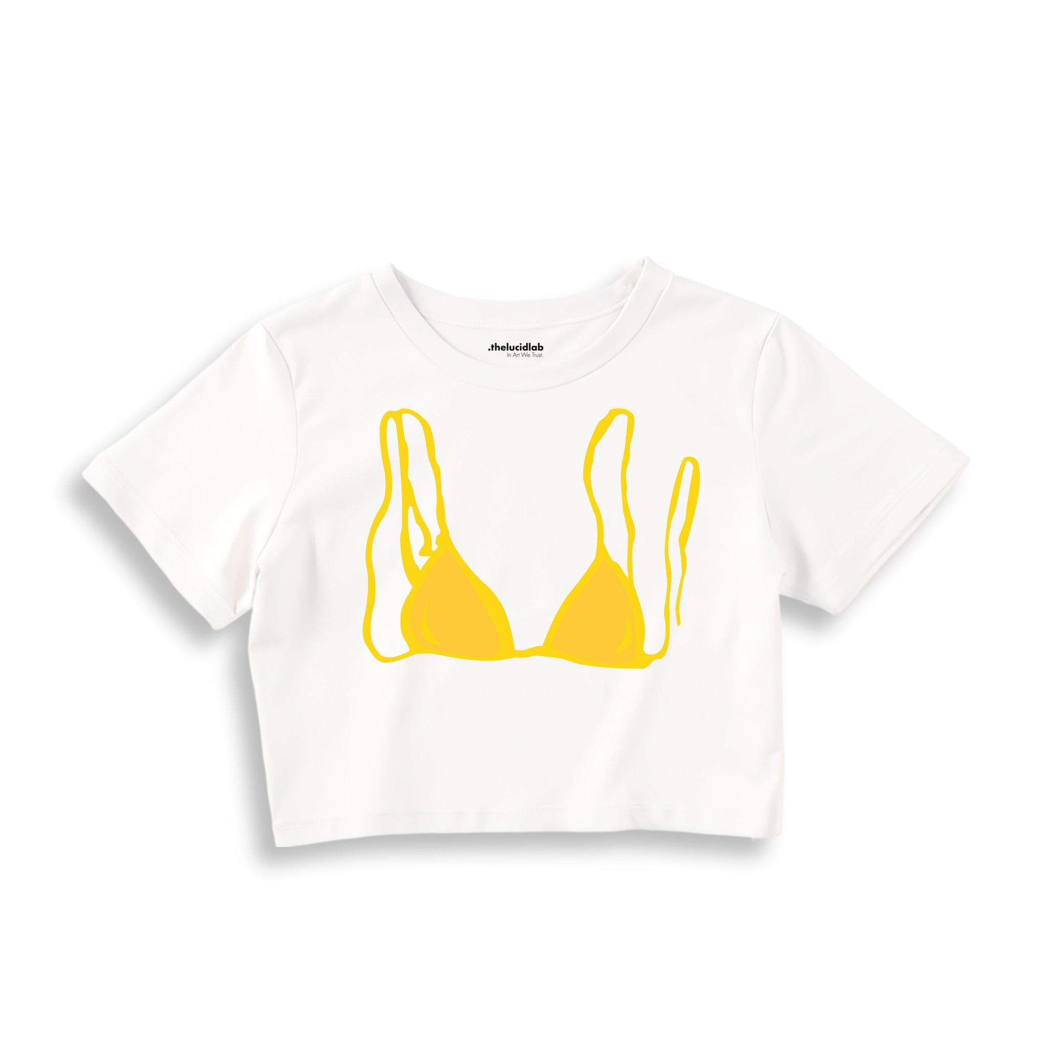 Yellow Bikini Crop Tişört — Beyaz