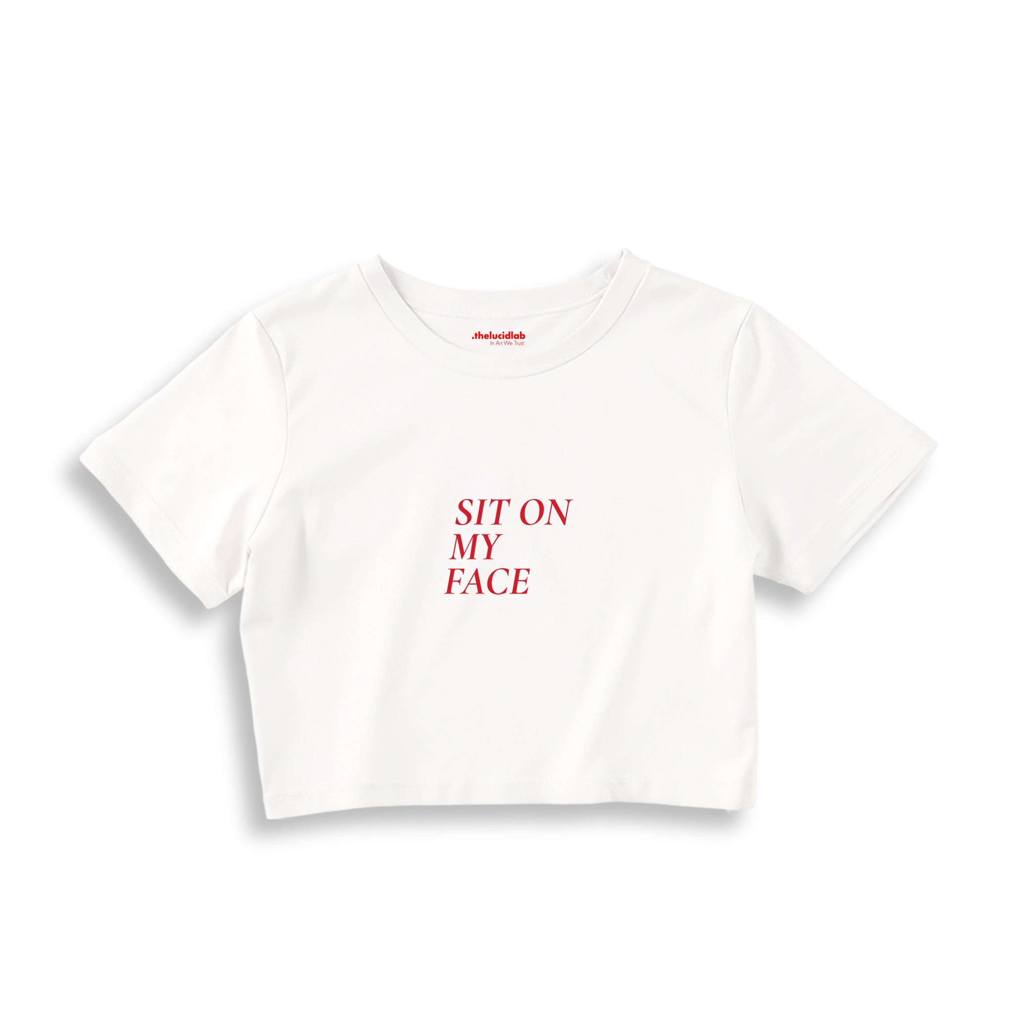 Sit On My Face Crop Tişört — Beyaz