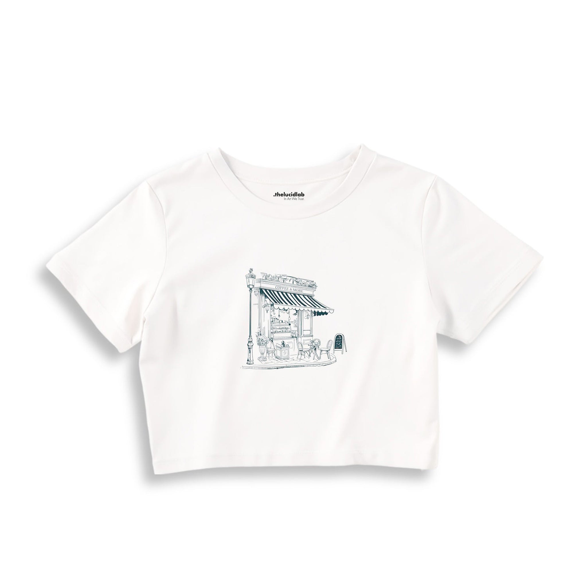 Café de Paris Crop Tişört — Beyaz