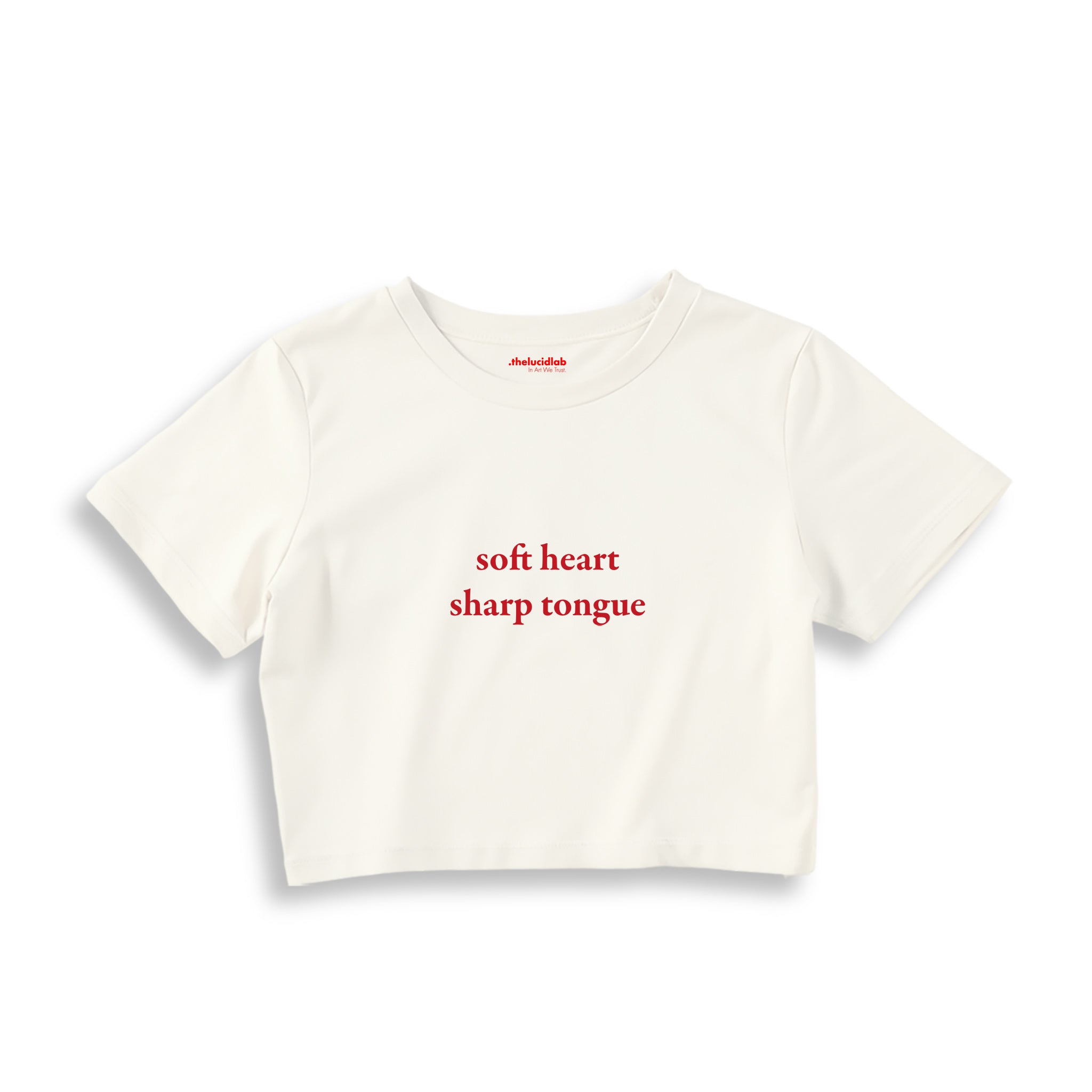 Soft Heart Sharp Tongue Crop Tişört — Ekru