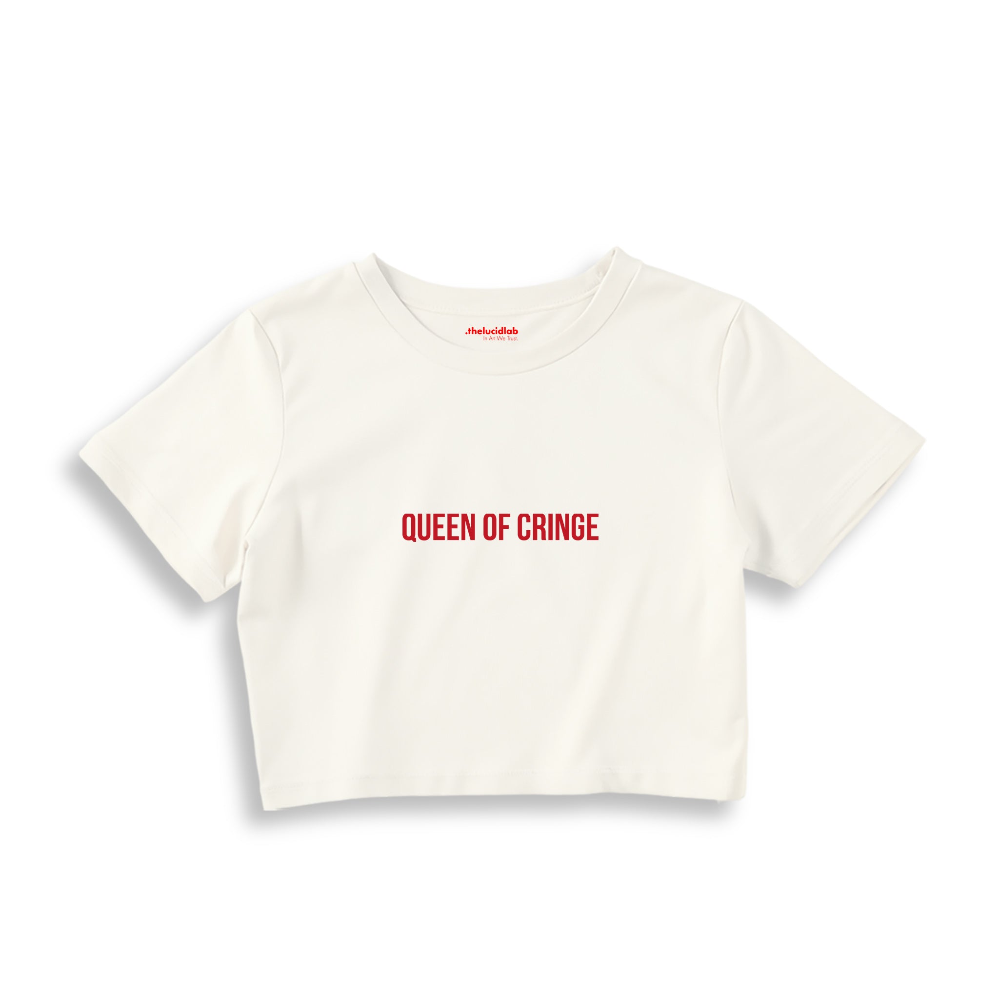 Queen Of Cringe Crop Tişört — Ekru