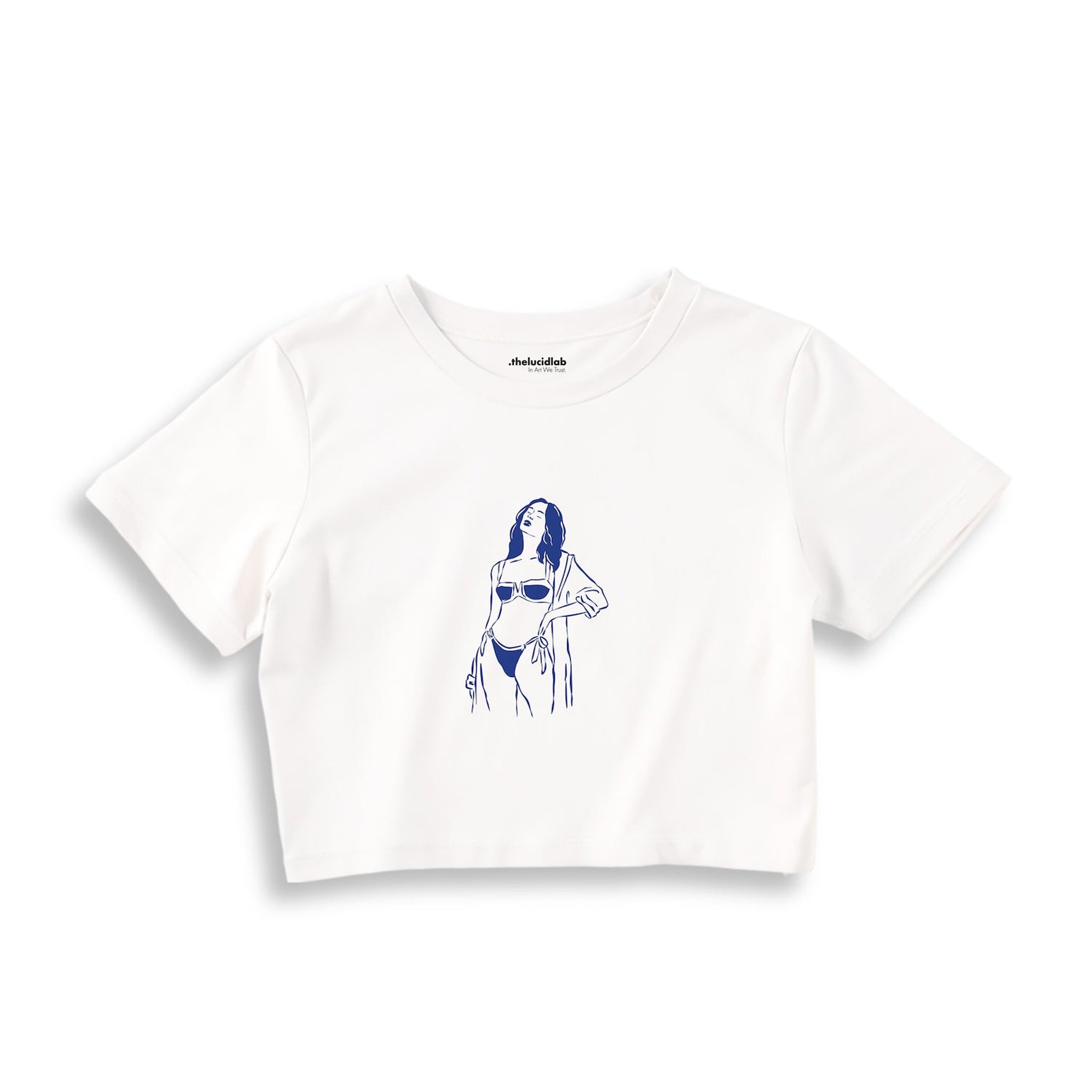 Catch Me By The Sea Crop Tişört — Beyaz