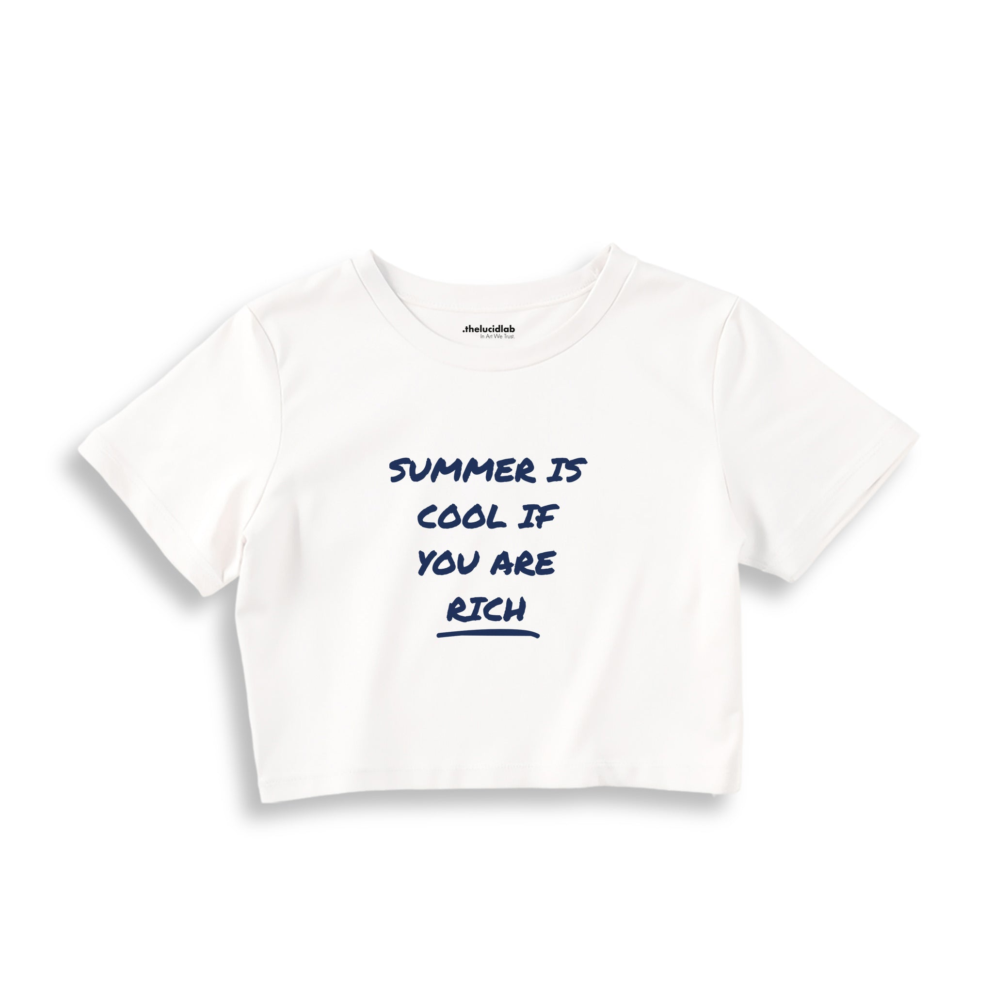Summer Is Cool If You're Rich Crop Tişört — Beyaz