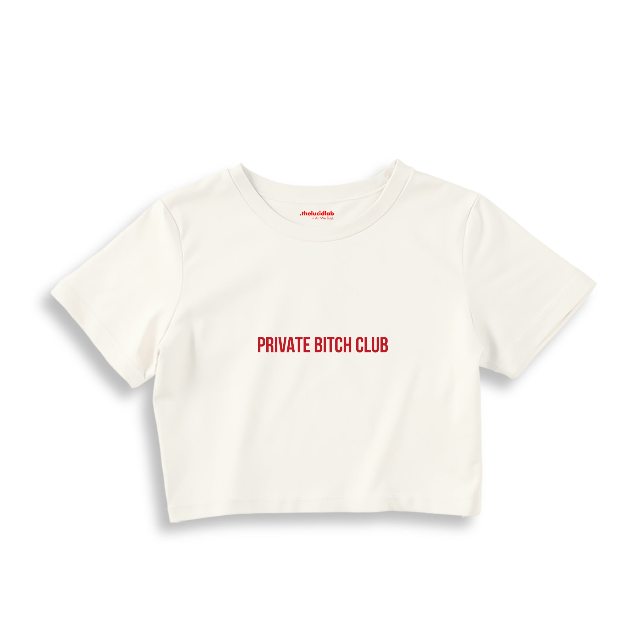 Private Bitch Club Crop Tişört — Ekru