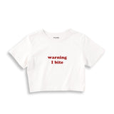 Warning I Bite Crop Tişört