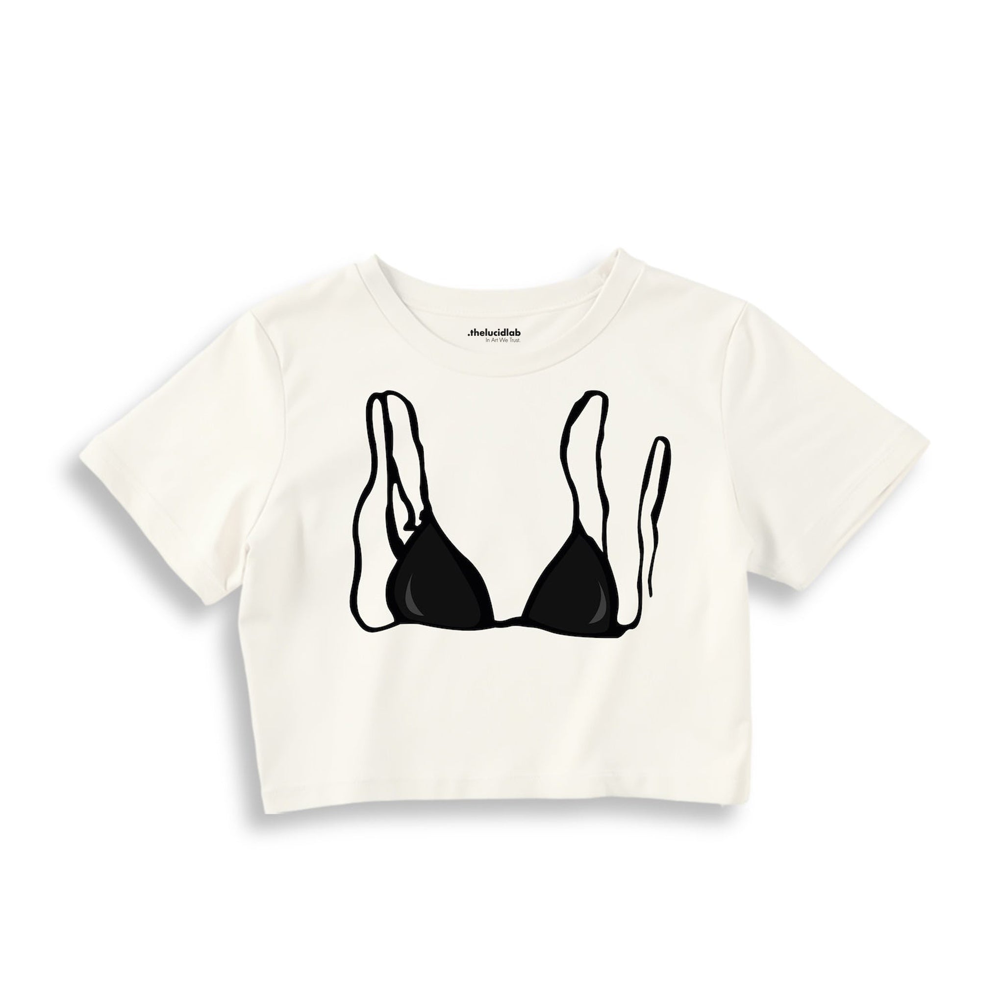 Black Bikini Crop Tişört — Ekru