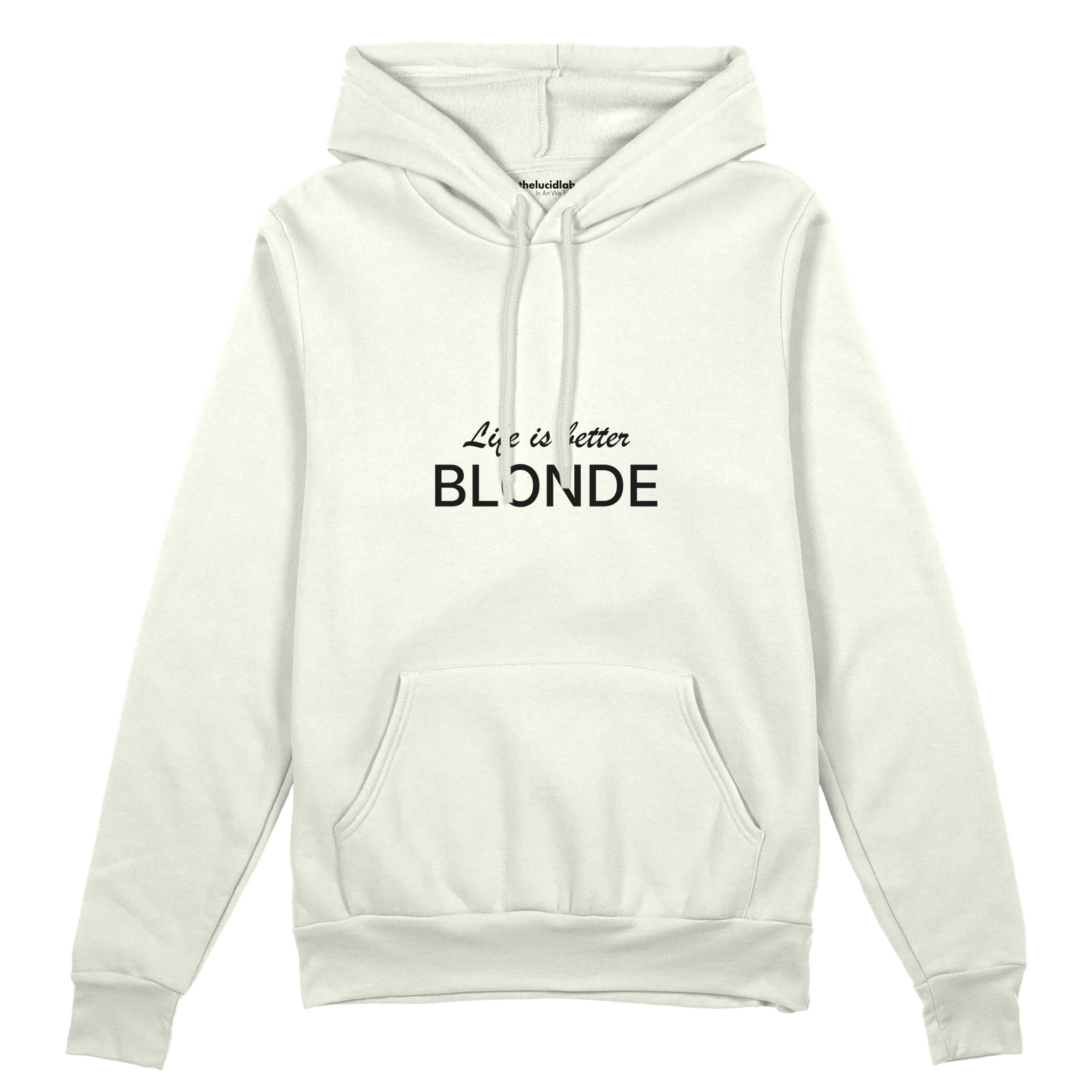 Life is better Blonde Oversize Hoodie Beyaz Ön