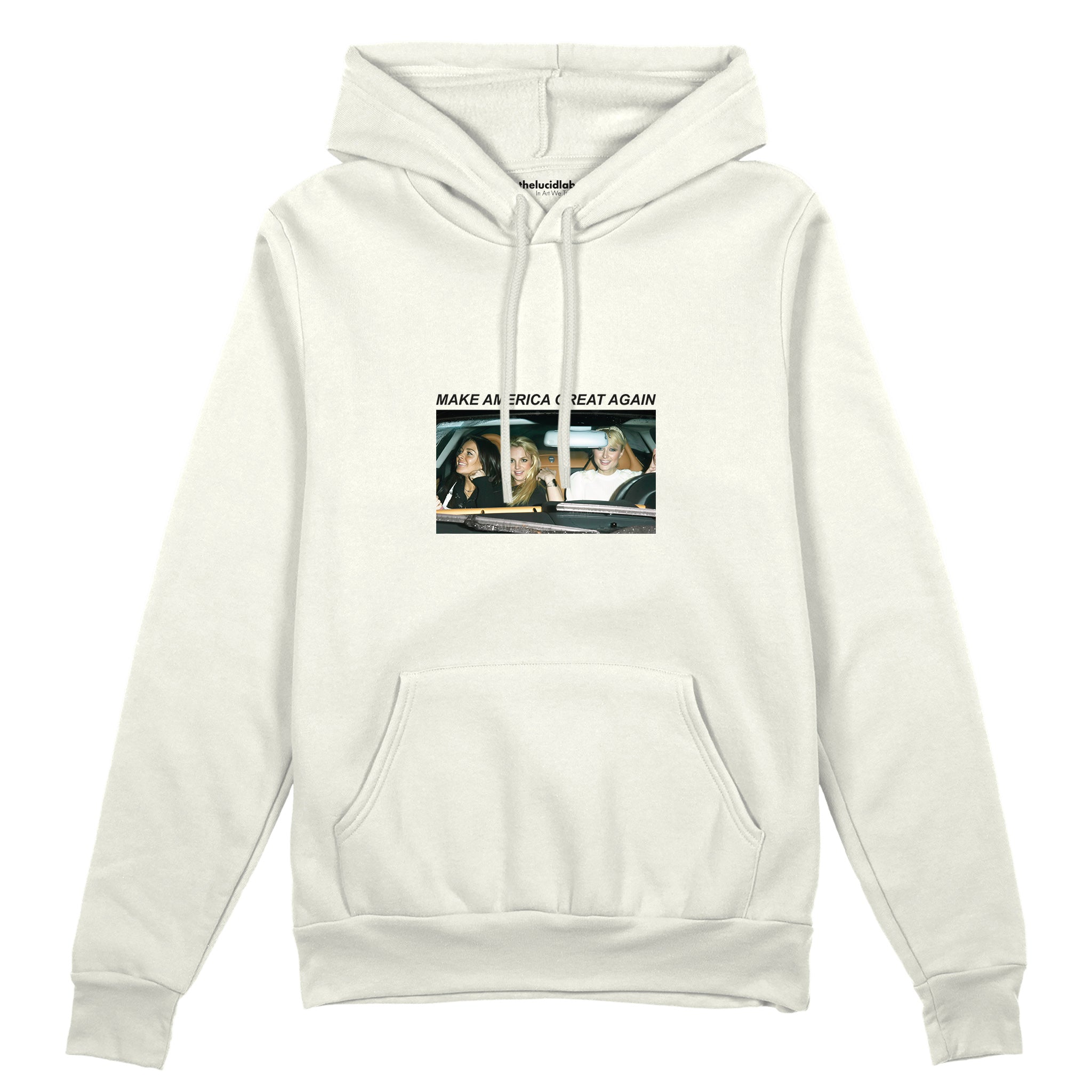 Make America Great Again Oversize Hoodie Beyaz Ön