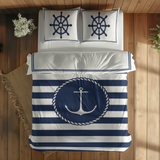 Sailor Badge & Dümen / Blue Çift Taraflı Nevresim Takımı