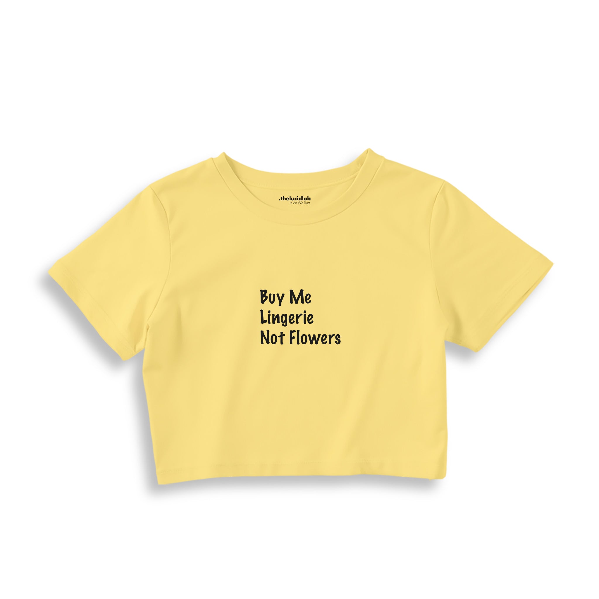 Buy Me Lingerie Crop Tişört — Sarı
