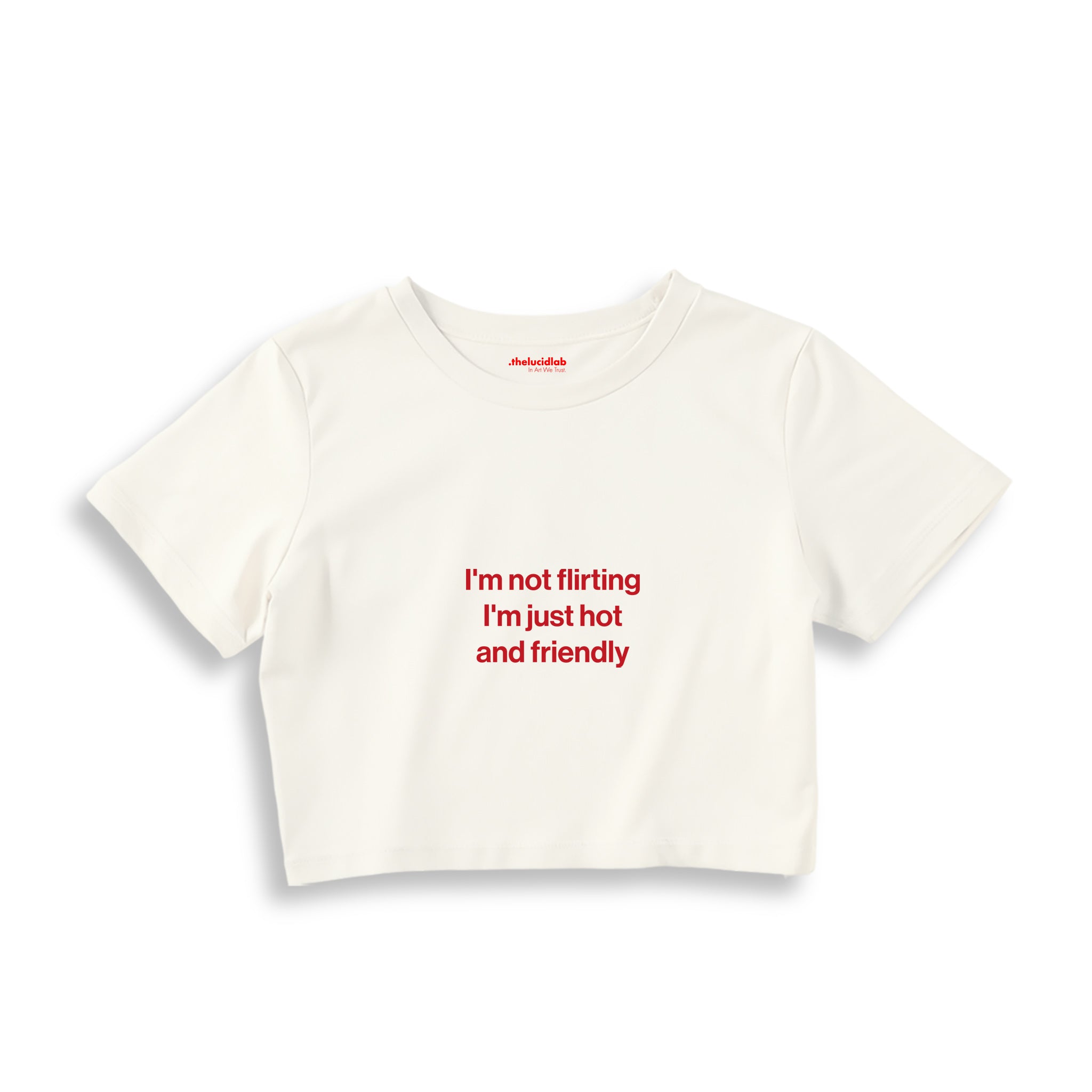 I'm Not Flirting Crop Tişört — Ekru
