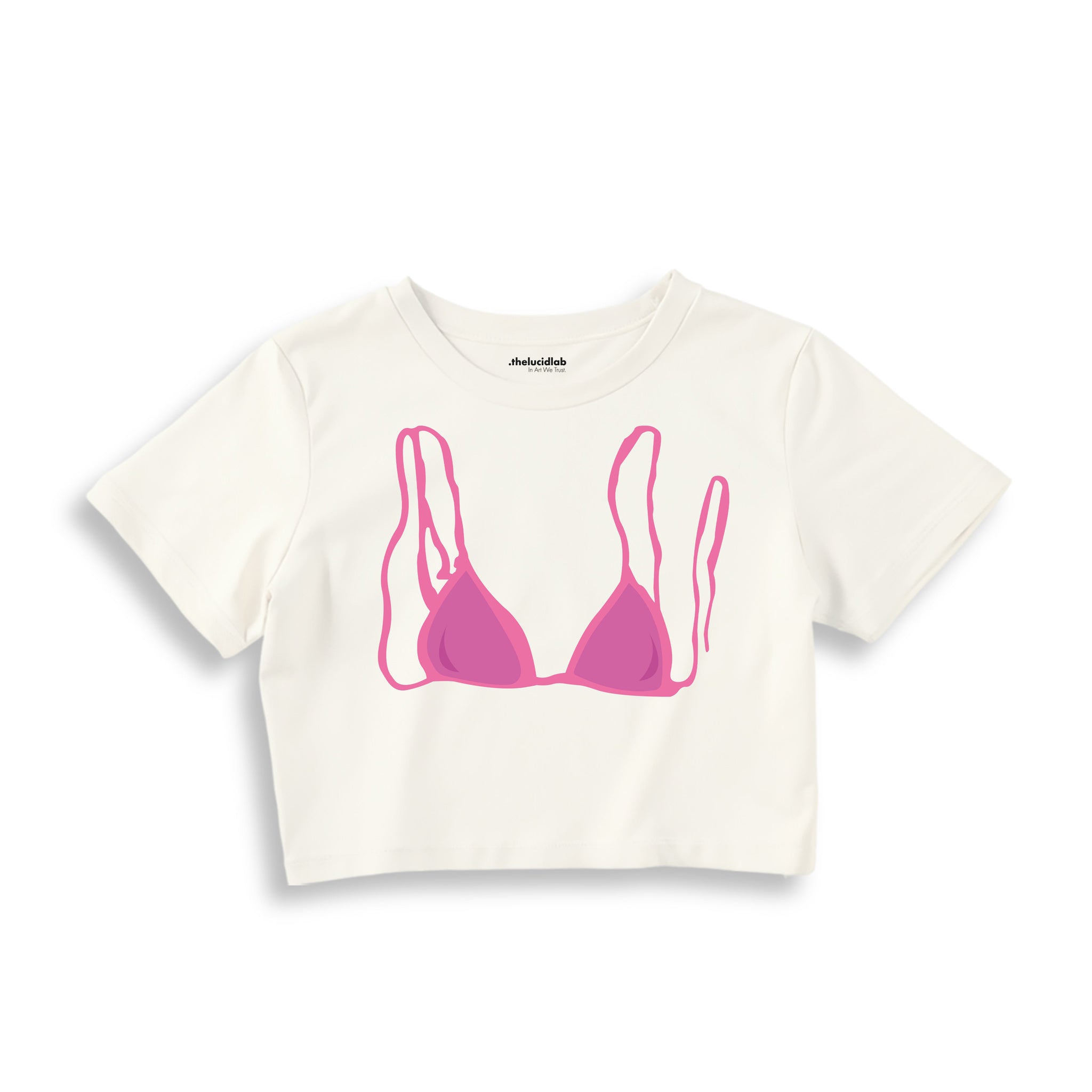 Pink Bikini Crop Tişört — Ekru