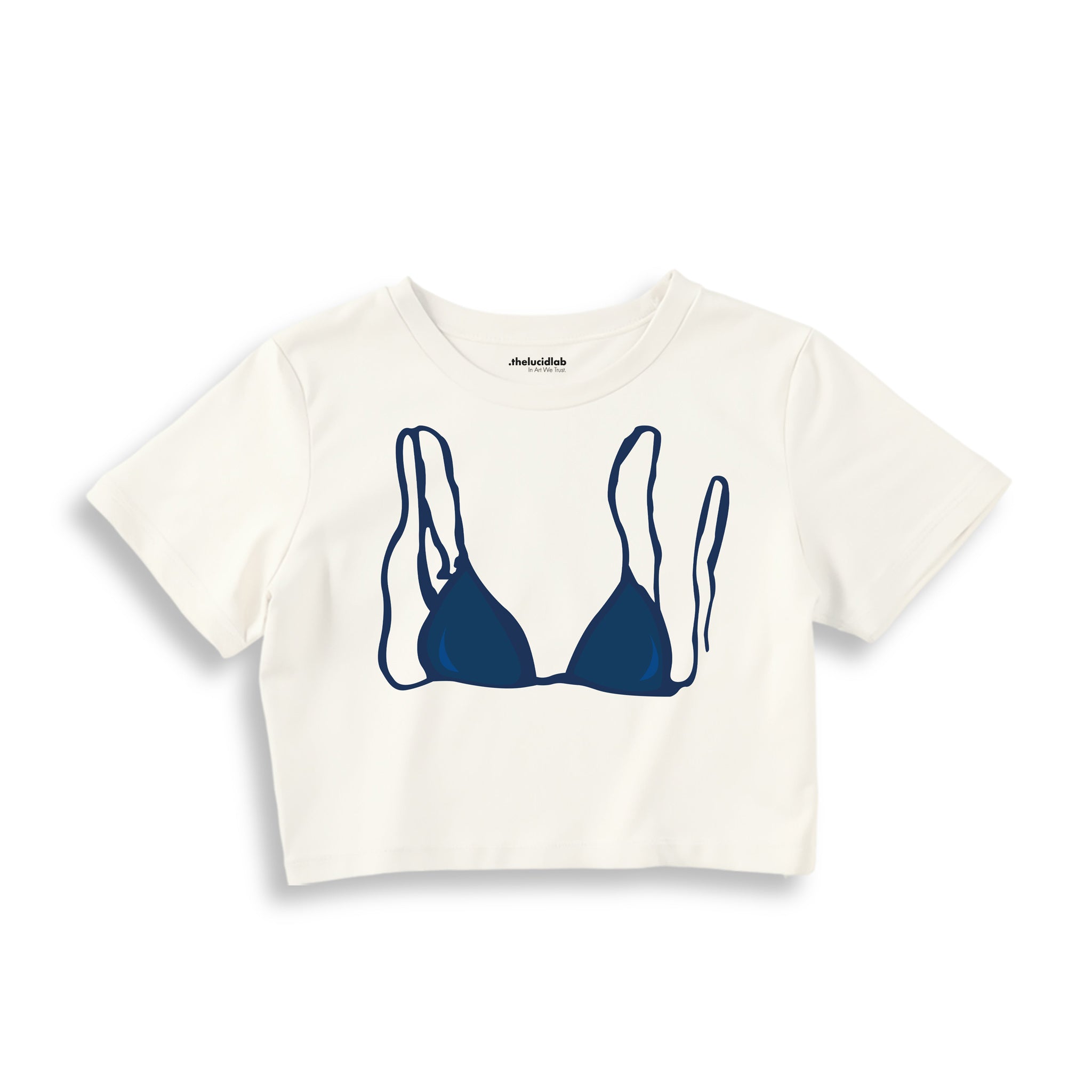 Navy Blue Bikini Crop Tişört — Ekru