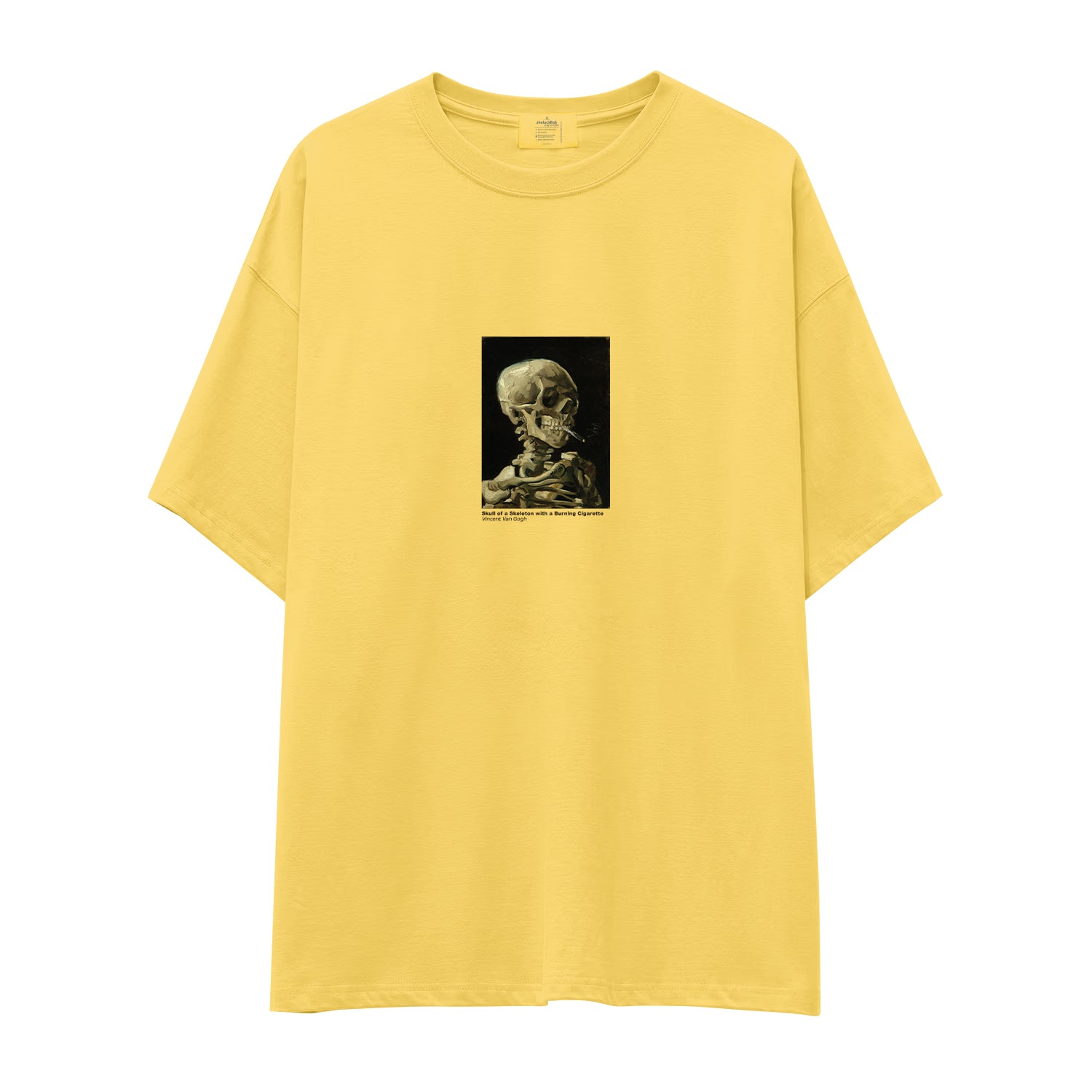 Skull of a Skeleton with Burning Cigarette Oversize Tişört