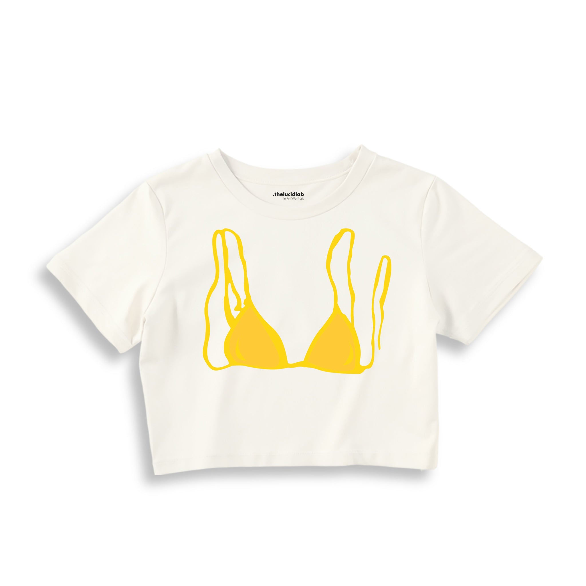 Yellow Bikini Crop Tişört — Ekru