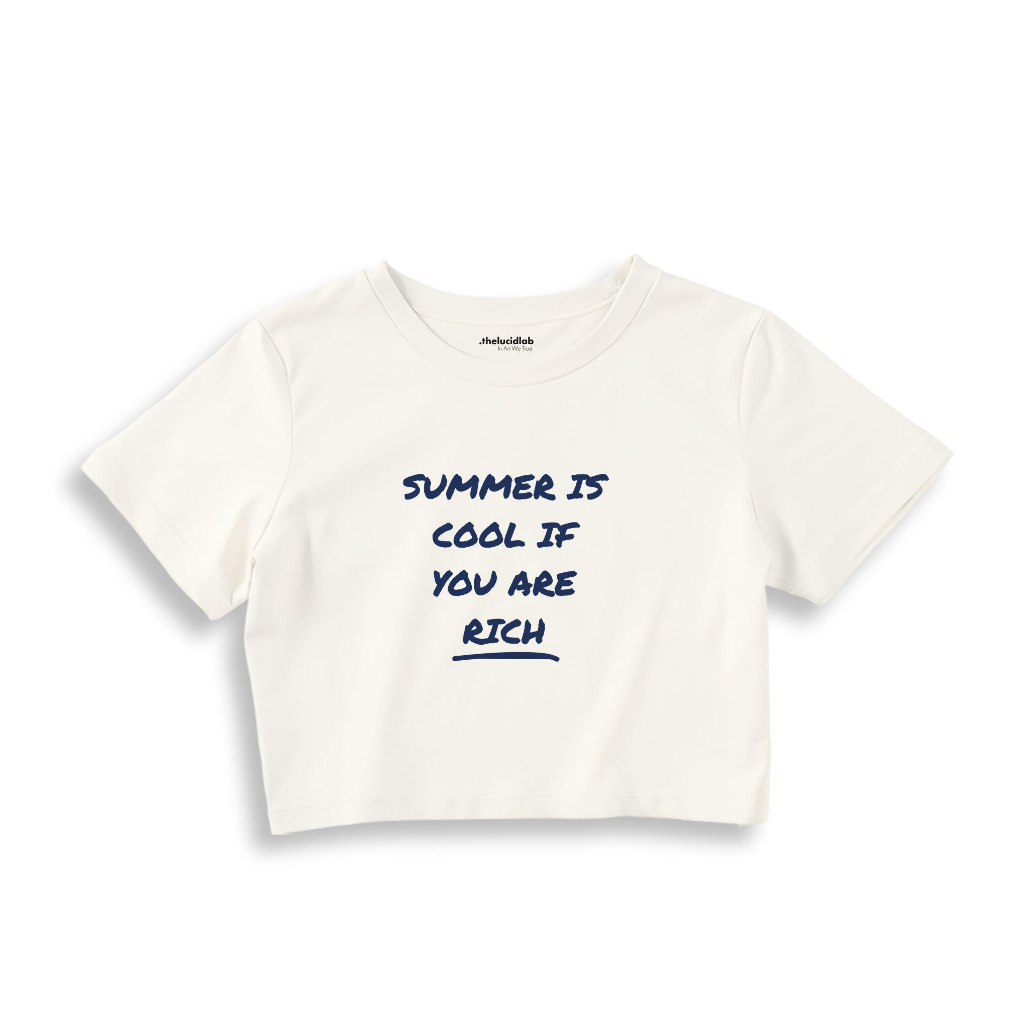 Summer Is Cool If You're Rich Crop Tişört — Ekru