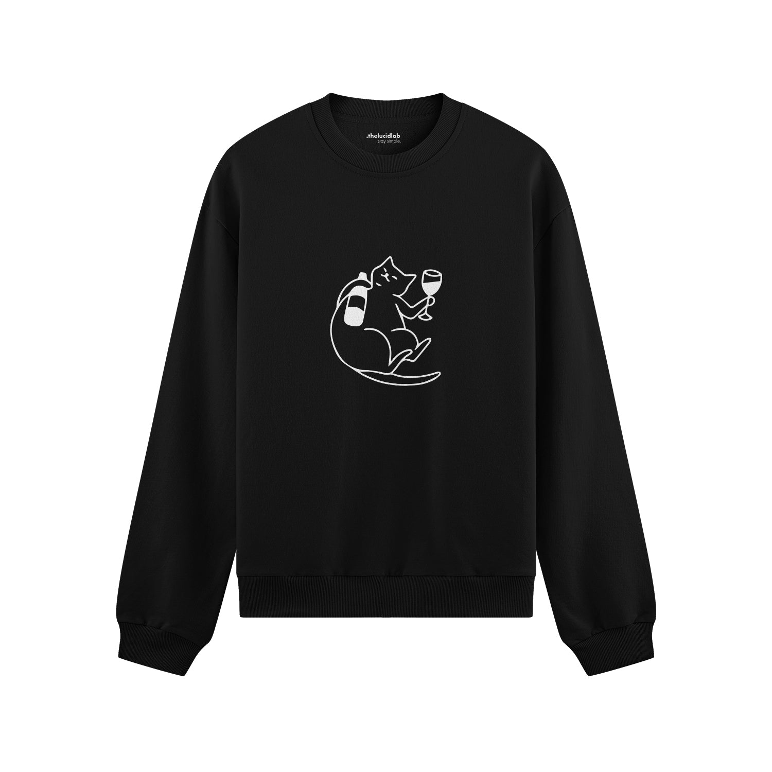 Wine Lover Cat Oversize Sweatshirt
