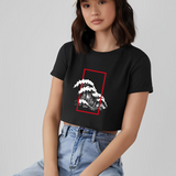 Perspektif Kanagawa Dalgası Crop Tişört