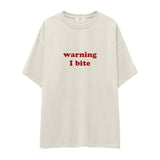 Warning I Bite Oversize Tişört