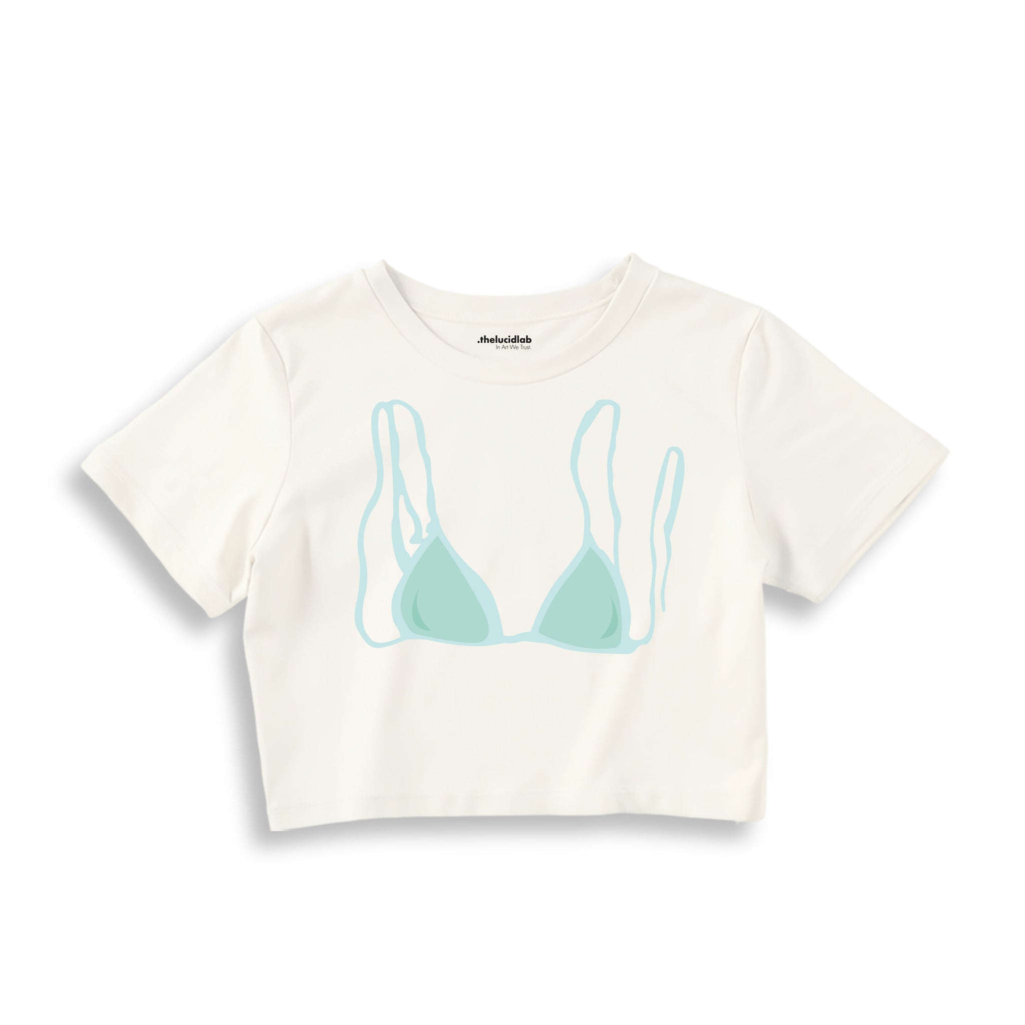 Blue Bikini Crop Tişört — Ekru
