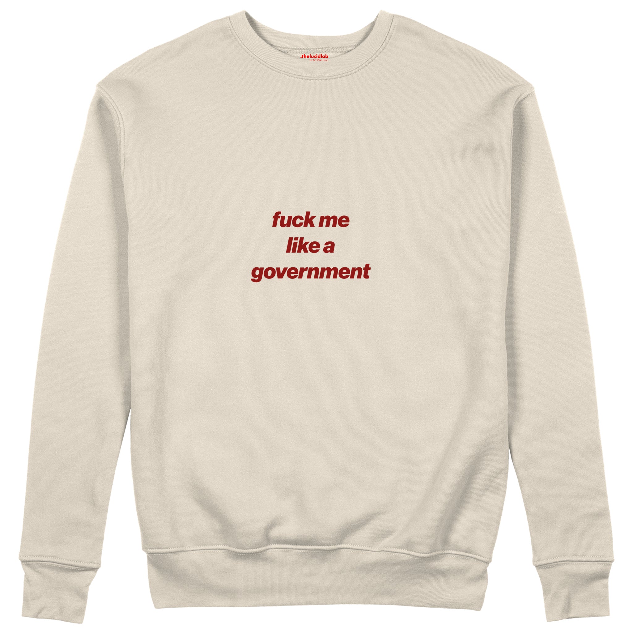 Fuck Me Like the Government Sweatshirt Bej Ön