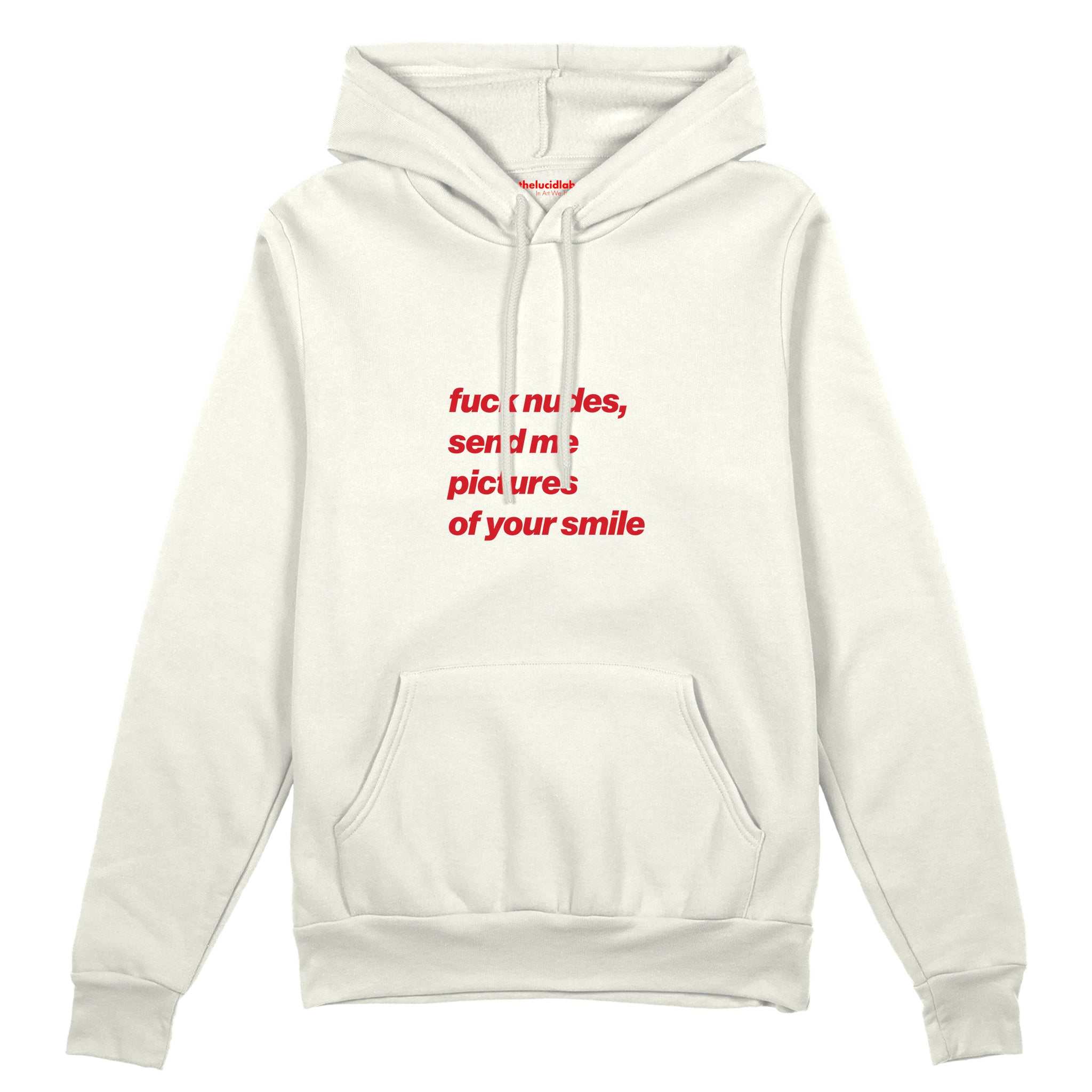 Fuck Nudes Oversize Hoodie Beyaz Ön