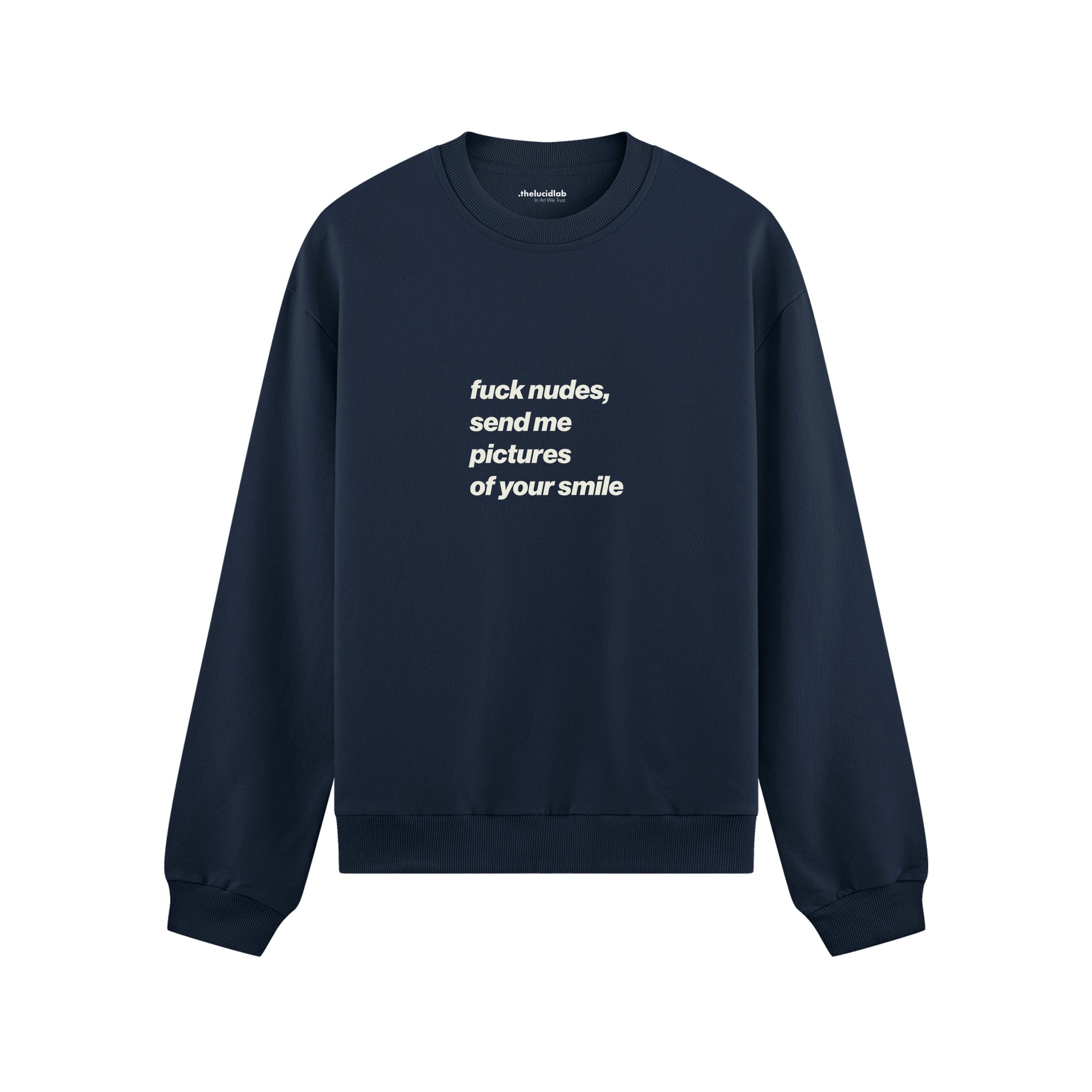 Fuck Nudes Oversize Sweatshirt Lacivert Ön