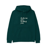 Fuck You Hoodie Koyu Yeşil Ön