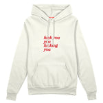 Fuck You Oversize Hoodie Beyaz Ön