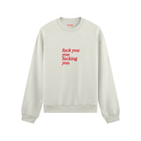 Fuck You Oversize Sweatshirt Beyaz Ön