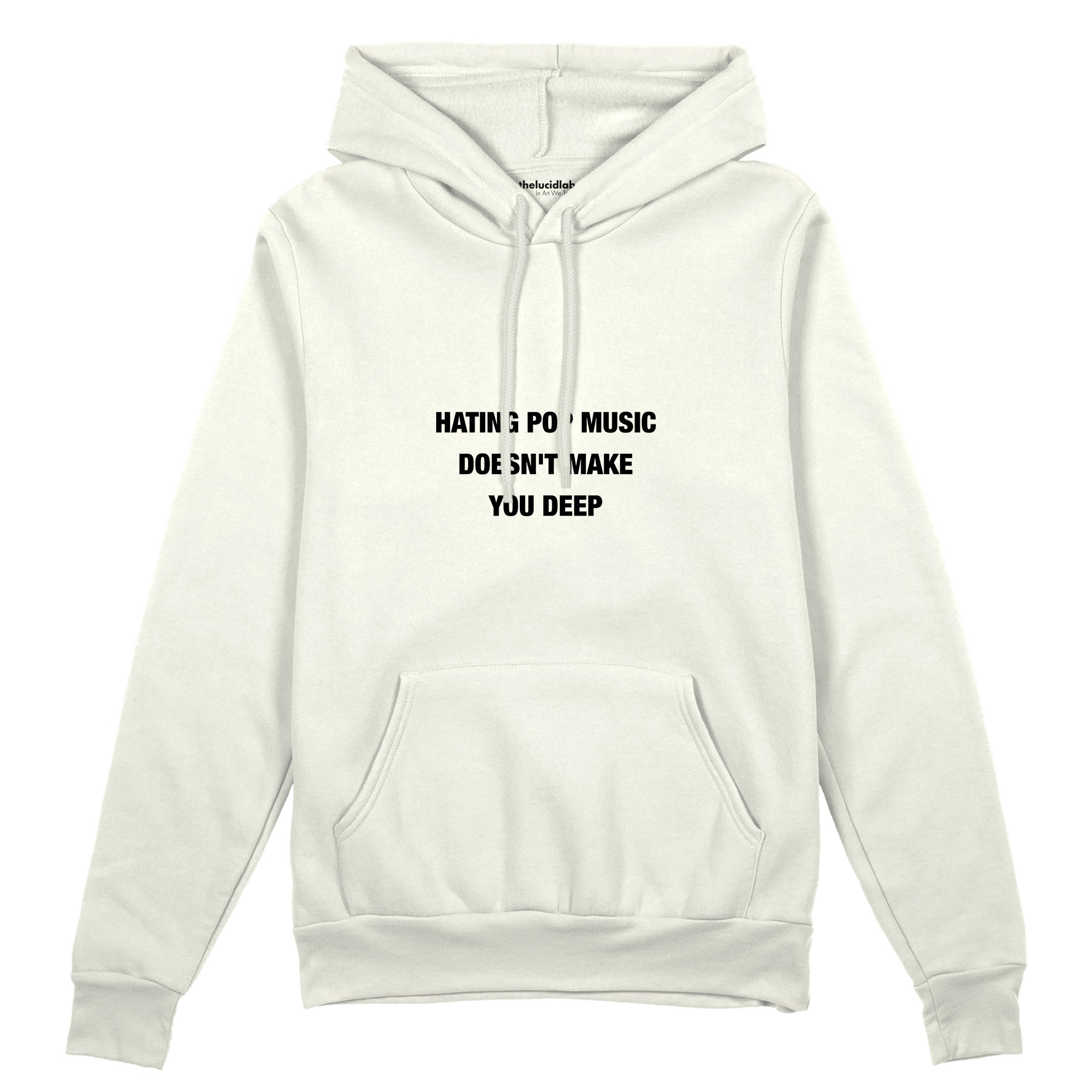 Hating Pop Music Oversize Hoodie Beyaz Ön