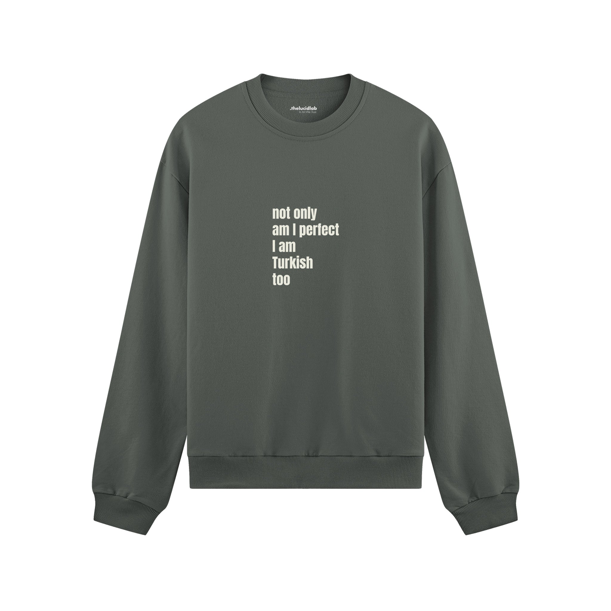 I Am Turkish Too Oversize Sweatshirt Antrasit Ön