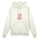 Treat Your Girl Right Oversize Hoodie Beyaz Ön
